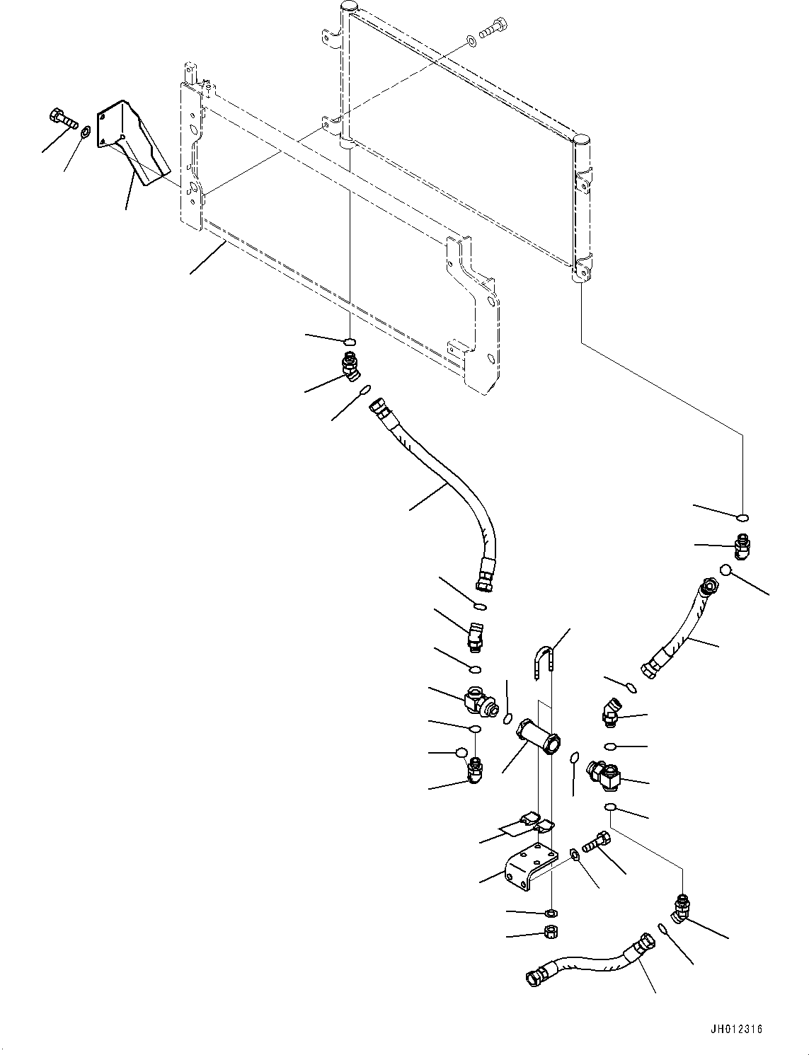 Bulldozers Komatsu / D155AX-8 S/N 100001-UP (For Mosaic)(1001563C) / Hydraulic Oil Cooler Piping (#100001-)(C006001 : C0610-001001)