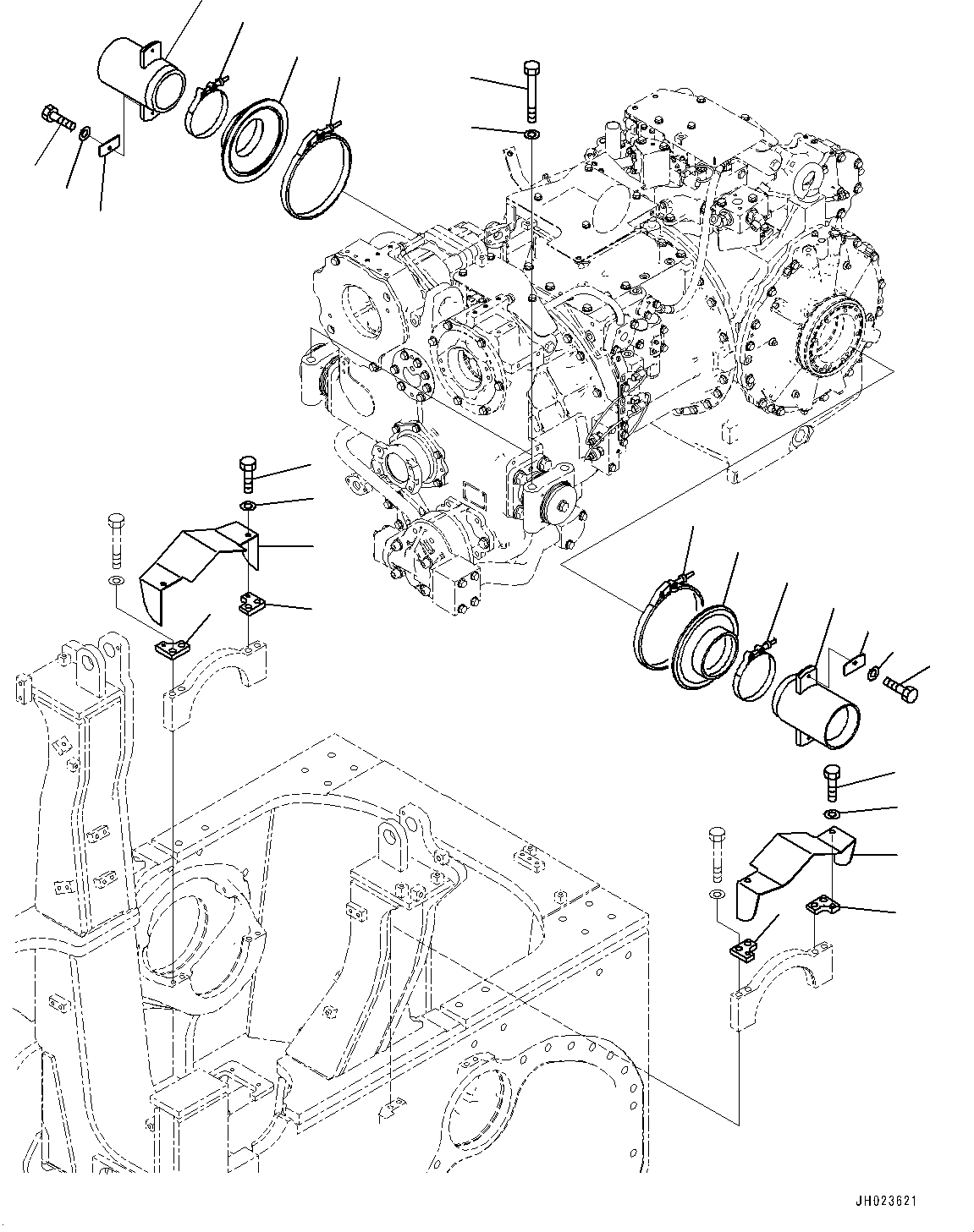Bulldozers Komatsu / D155AX-8 S/N 100001-UP (For Mosaic)(1001563C) / Power Train Mounting (#100001-)(F006001 : F2810-003001)