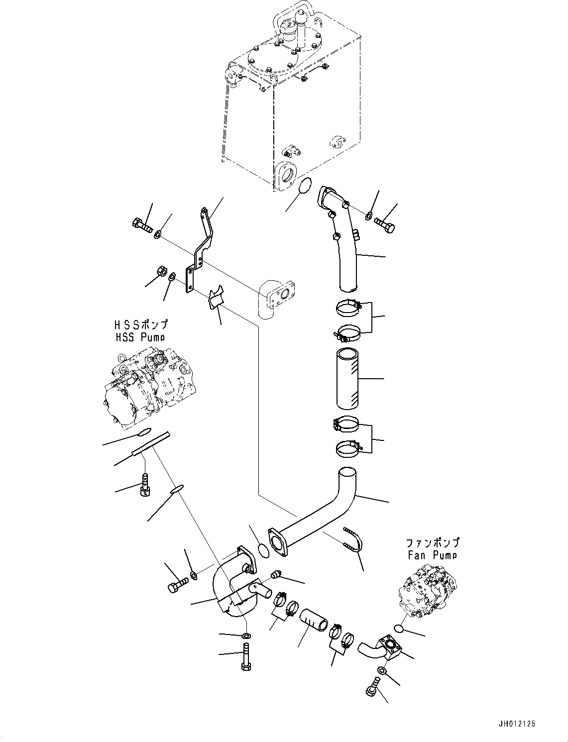 Bulldozers Komatsu / D155AX-8 S/N 100001-UP (For Mosaic)(1001563C) / Hydraulic Pump Piping (#100001-)(H001001 : H0310-001001)