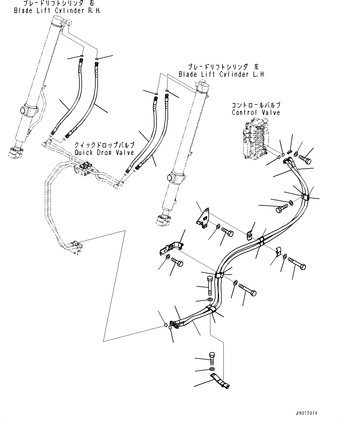 Bulldozers Komatsu / D155AX-8 S/N 100001-UP (For Mosaic)(1001563C) / Blade Lift Piping, Hose(#100001-100099)(H002003 : H2210-001002)