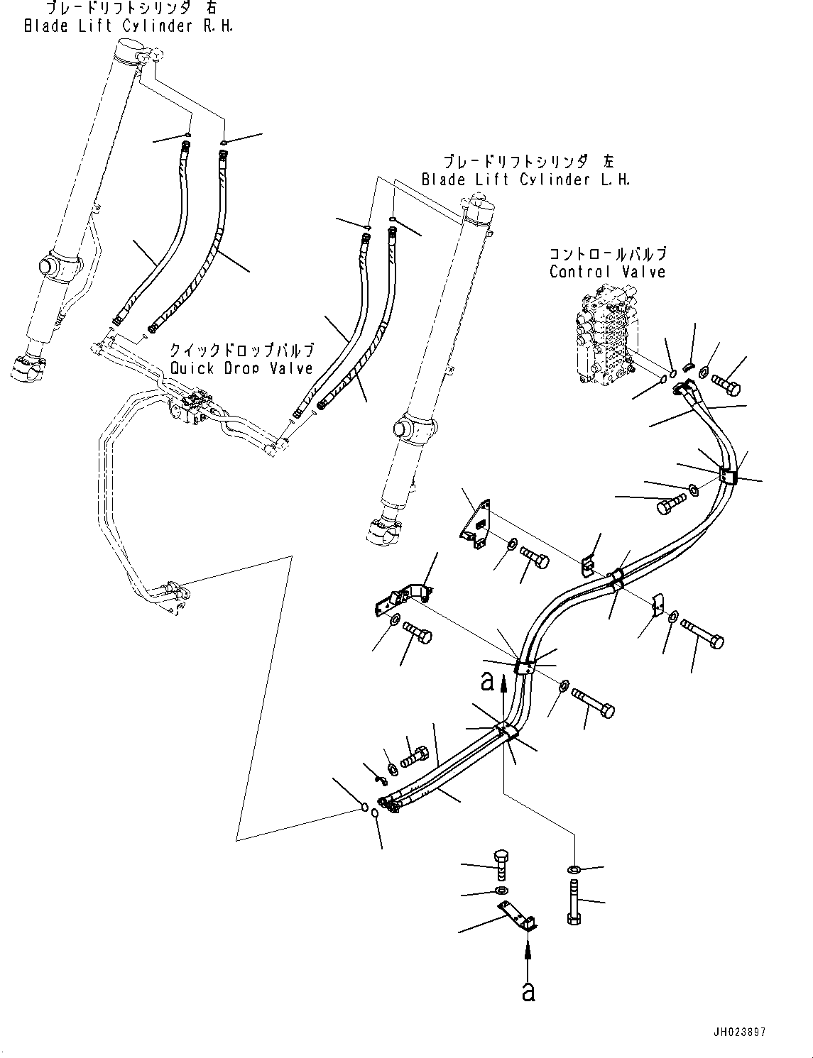 Bulldozers Komatsu / D155AX-8 S/N 100001-UP (For Mosaic)(1001563C) / Blade Lift Piping, Hose(#100123-)(H002005 : H2210-001002B)