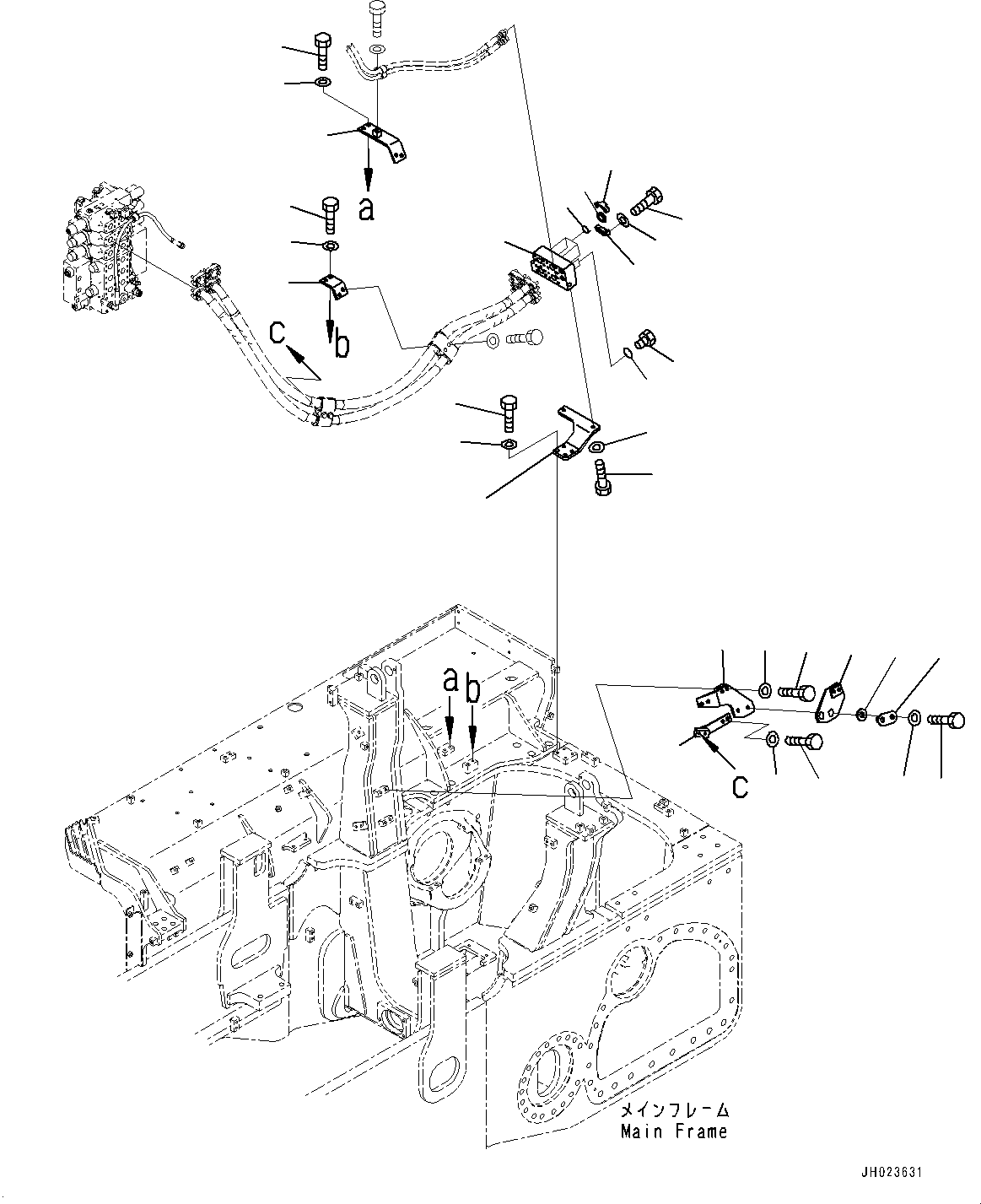 Bulldozers Komatsu / D155AX-8 S/N 100001-UP (For Mosaic)(1001563C) / Ripper Piping, Mounting (#100148-100209)(H004001 : H2250-003001)