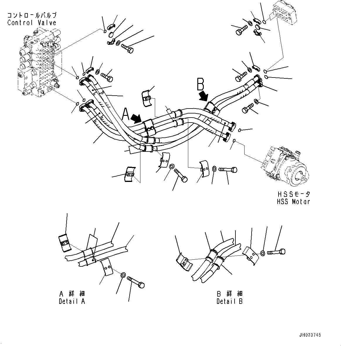 Bulldozers Komatsu / D155AX-8 S/N 100001-UP (For Mosaic)(1001563C) / Ripper Piping, Piping (1/2) (#100148-100209)(H004002 : H2250-003002)
