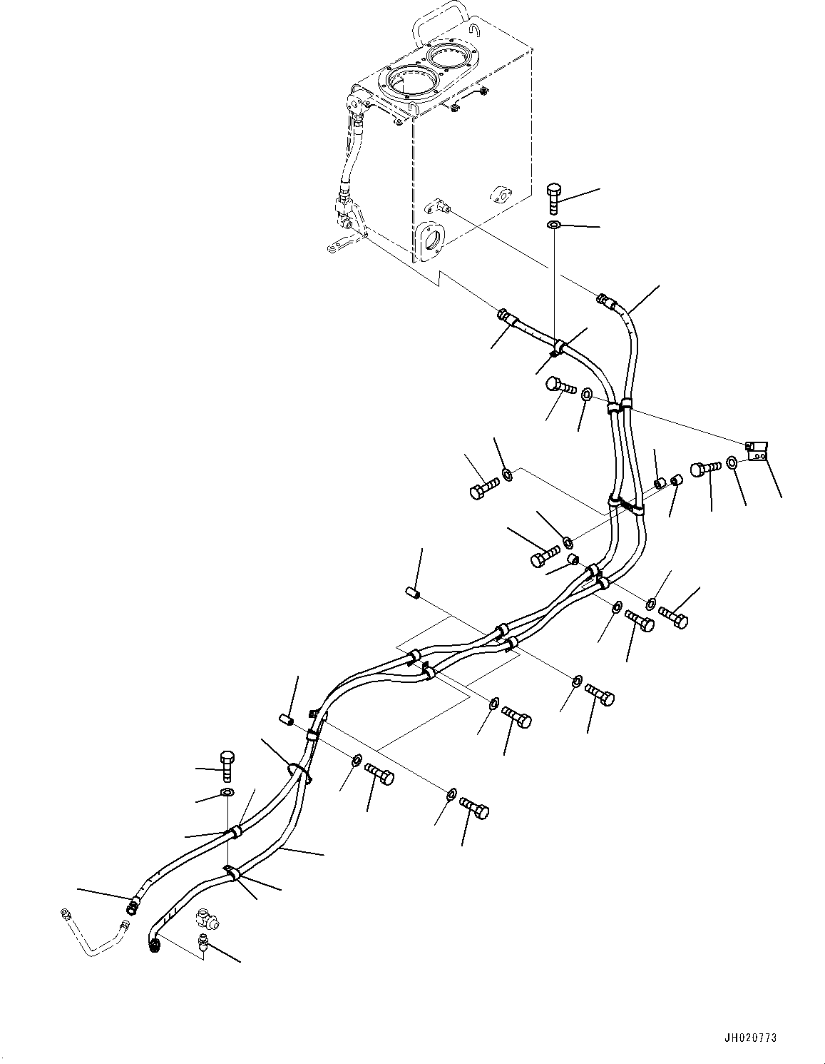 Bulldozers Komatsu / D155AX-8 S/N 100001-UP (For Mosaic)(1001563C) / Cooling Fan Drive Piping, (2/2)(#100100-)(H006003 : H2260-001002A)
