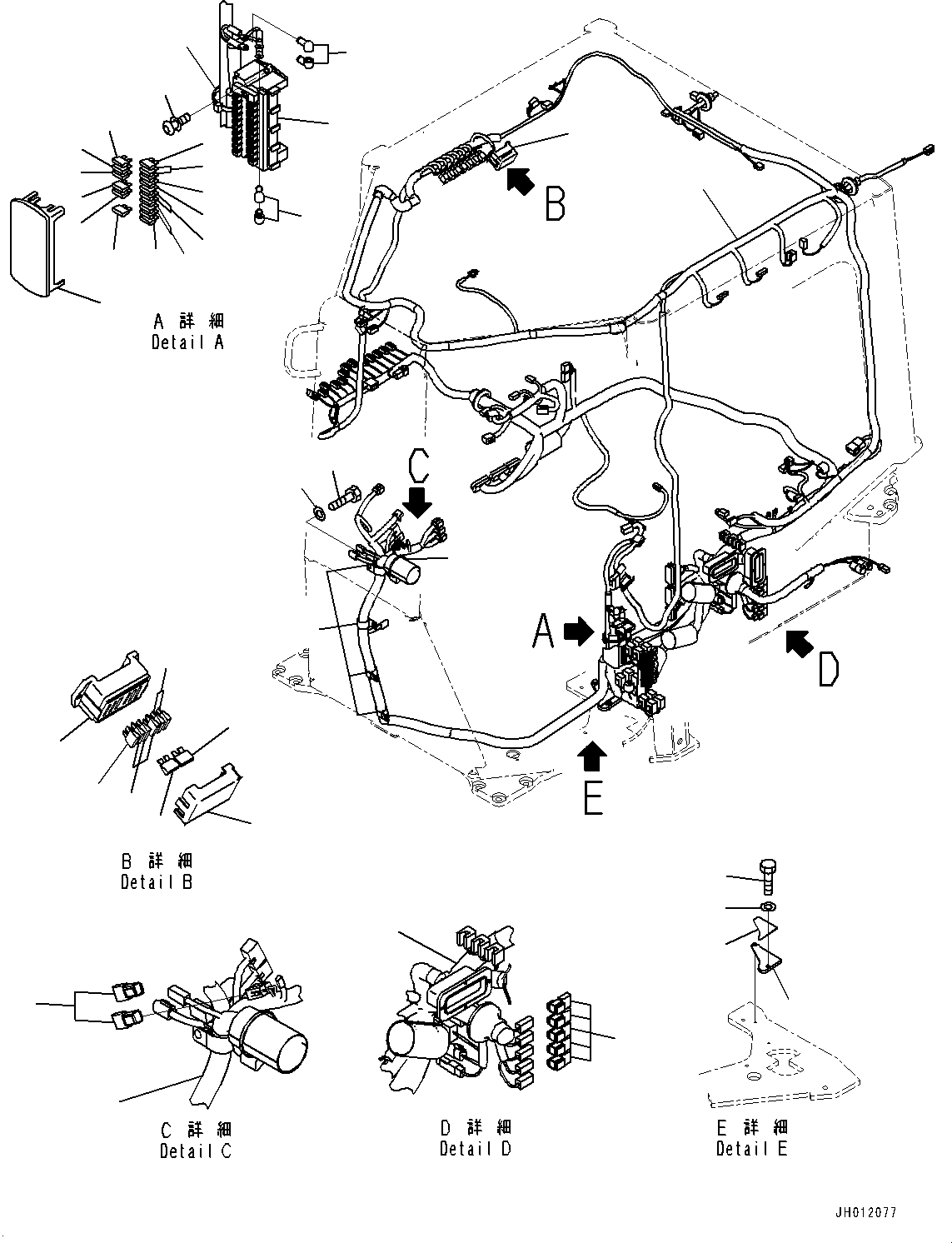Bulldozers Komatsu / D155AX-8 S/N 100001-UP (For Mosaic)(1001563C) / Cab Electrical Unit, Wiring Harness (With AM-FM Stereo Radio, AUX, North America) (#100001-)(K005007 : K0230-001007)