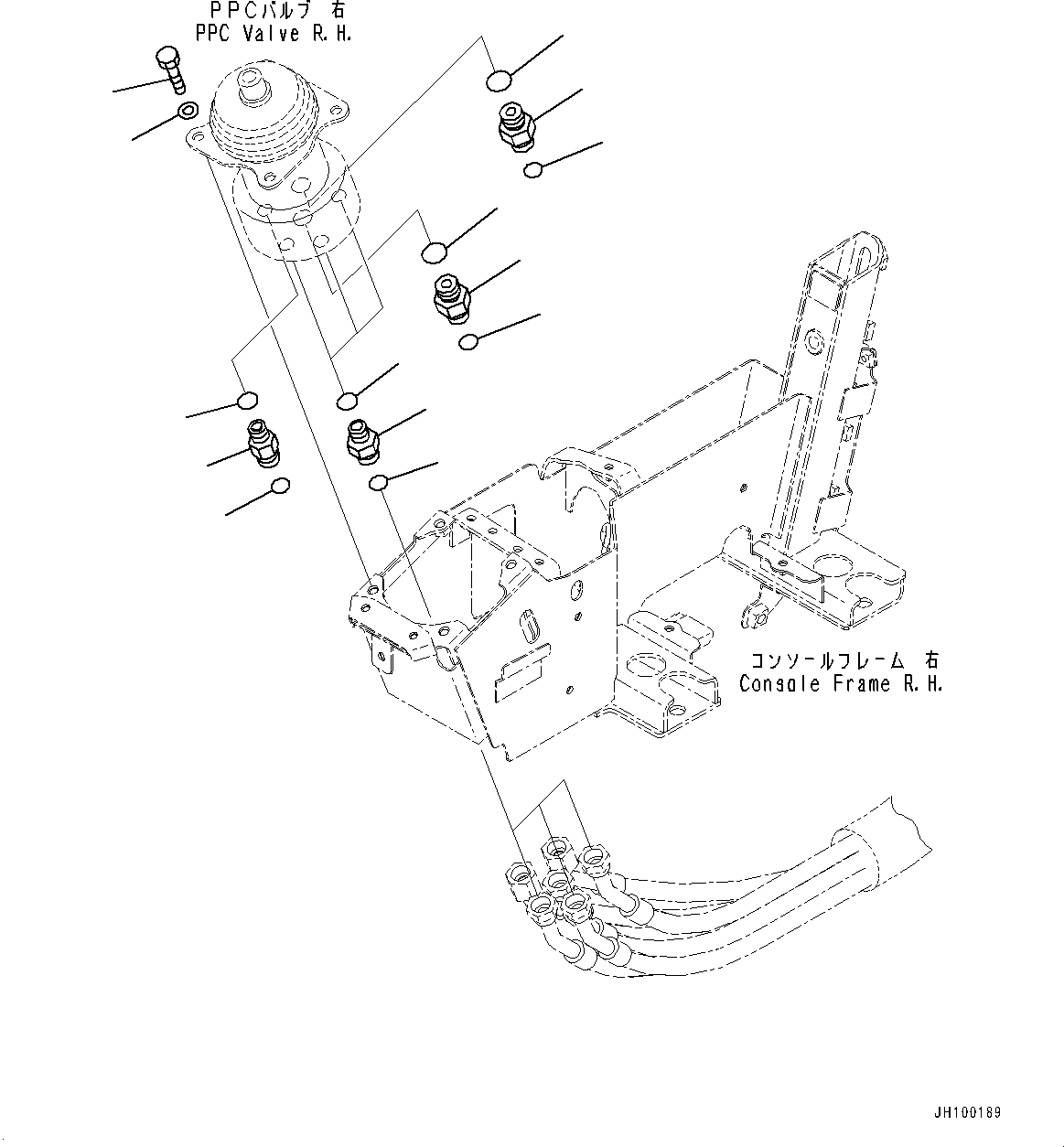 Excavators Komatsu / PC1250-11E0 S/N 50001-UP(1001567C) / Cab, Floor, PPC Valve Mounting for Work Equipment, R.H. (#50001-)(K017048 : K1110-010048)