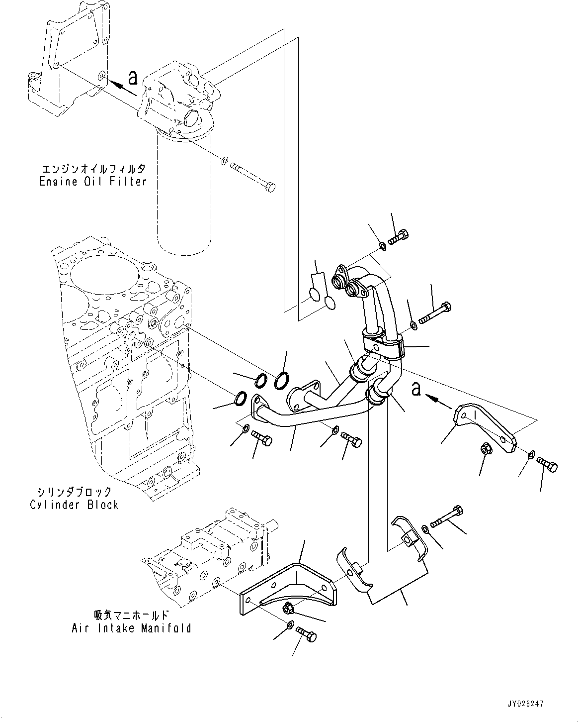 Engines Komatsu / SAA6D125E-7 S/N 865972-UP (For WA475-10)(1001571C) / Engine Oil Filter, Piping (#865972-)(C003002 : A3110-001002)