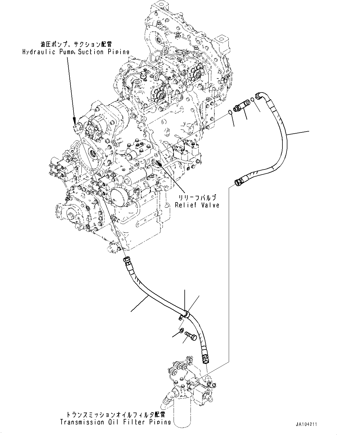 Wheel Loaders Komatsu / WA475-10E0 S/N 120001-UP(1001572C) / Transmission, Charge Piping (#120001-)(F004021 : F4300-001021)