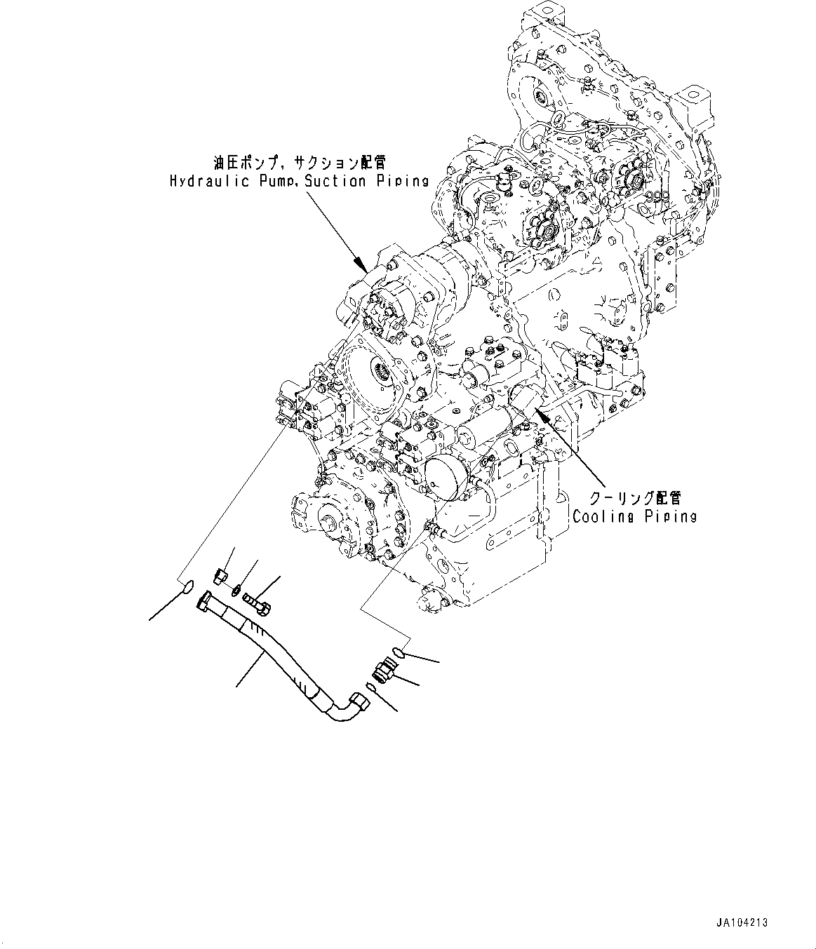 Wheel Loaders Komatsu / WA475-10E0 S/N 120001-UP(1001572C) / Transmission, Lubricating Oil Piping (#120001-)(F004022 : F4300-001022)
