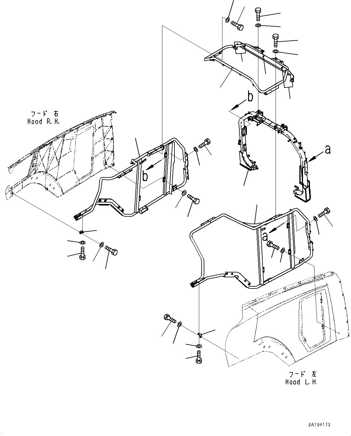Wheel Loaders Komatsu / WA475-10E0 S/N 120001-UP(1001572C) / Engine Hood, Frame (1/3) (#120001-)(M003001 : M4100-003001)