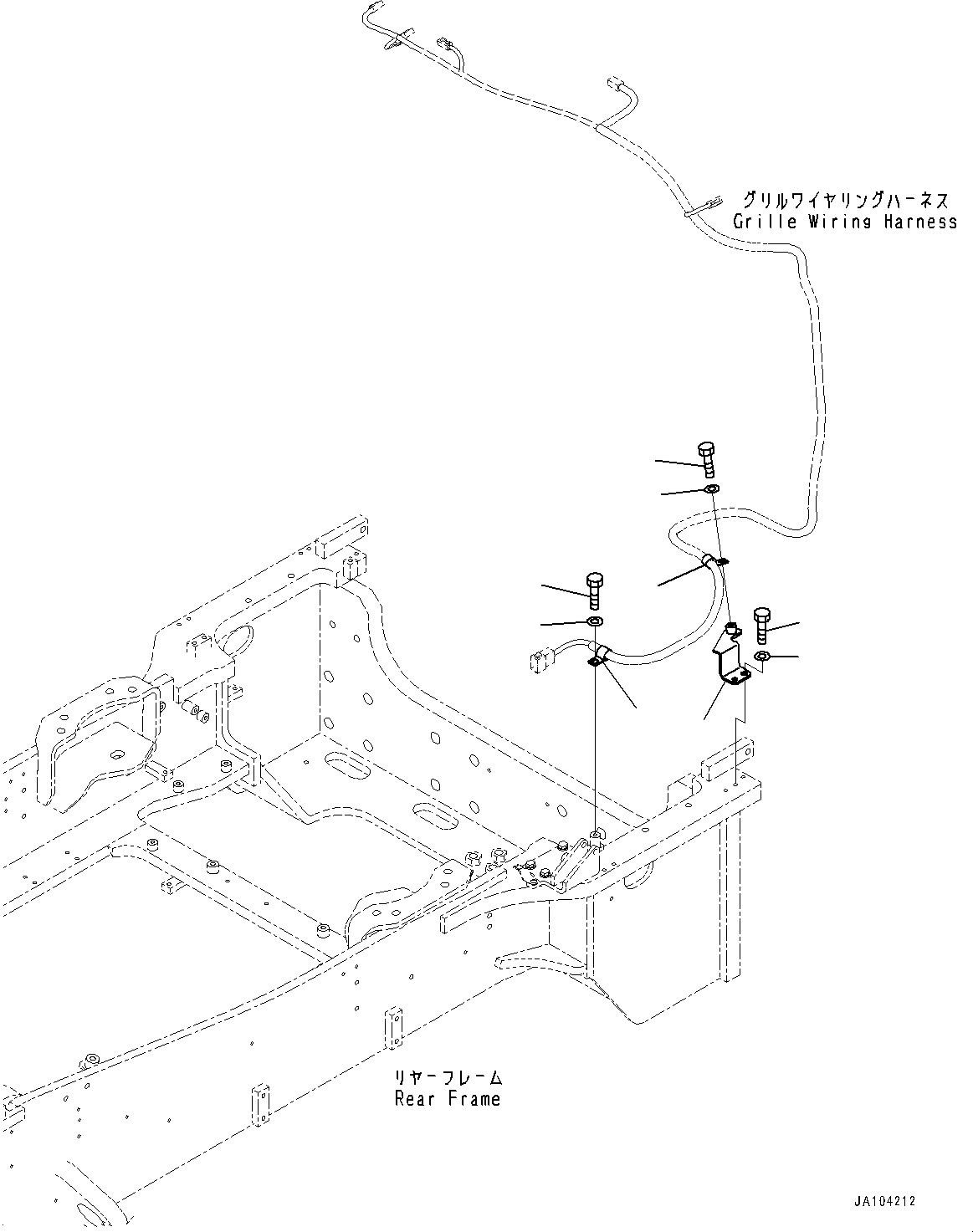 Wheel Loaders Komatsu / WA475-10E0 S/N 120001-UP(1001572C) / Engine Hood, Grille Wiring Harness Mounting Parts (#120001-)(M003019 : M4100-003019)