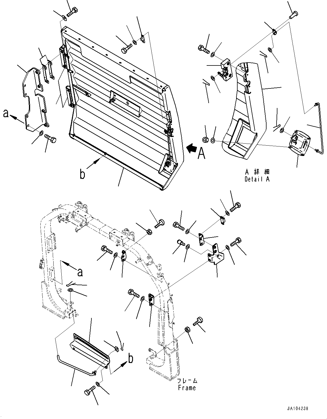 Wheel Loaders Komatsu / WA475-10E0 S/N 120001-UP(1001572C) / Engine Hood, Grille (With License Plate Lamp for Europe Specification) (#120001-)(M003007 : M4100-003007)