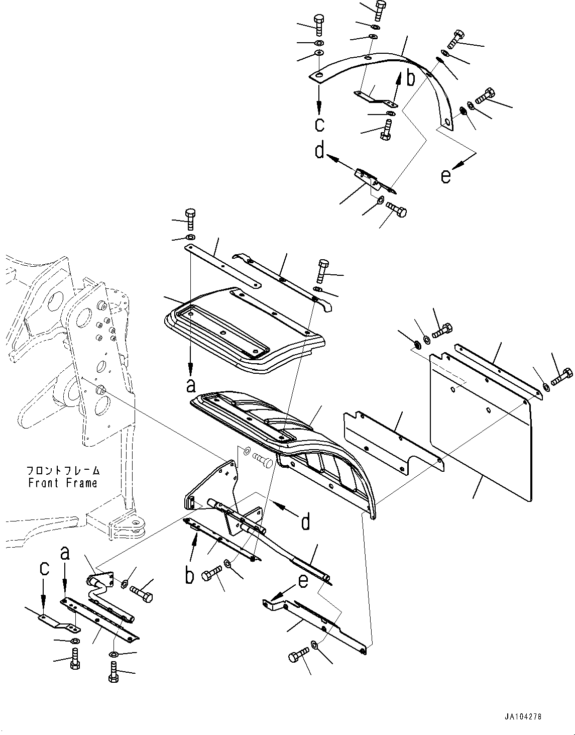 Wheel Loaders Komatsu / WA475-10E0 S/N 120001-UP(1001572C) / Front Fender, Fender, L.H. (With 775/65-R29-L3 Tubeless Tires, Long Front Fender) (#120001-)(M013001 : M4210-006001)