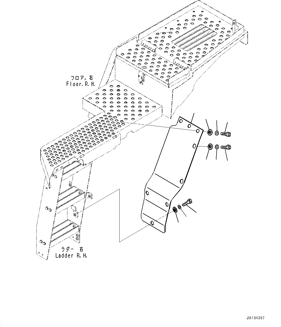 Wheel Loaders Komatsu / WA475-10E0 S/N 120001-UP(1001572C) / Ladder, Mudguard, R.H. (#120001-)(M015009 : M4310-001009)