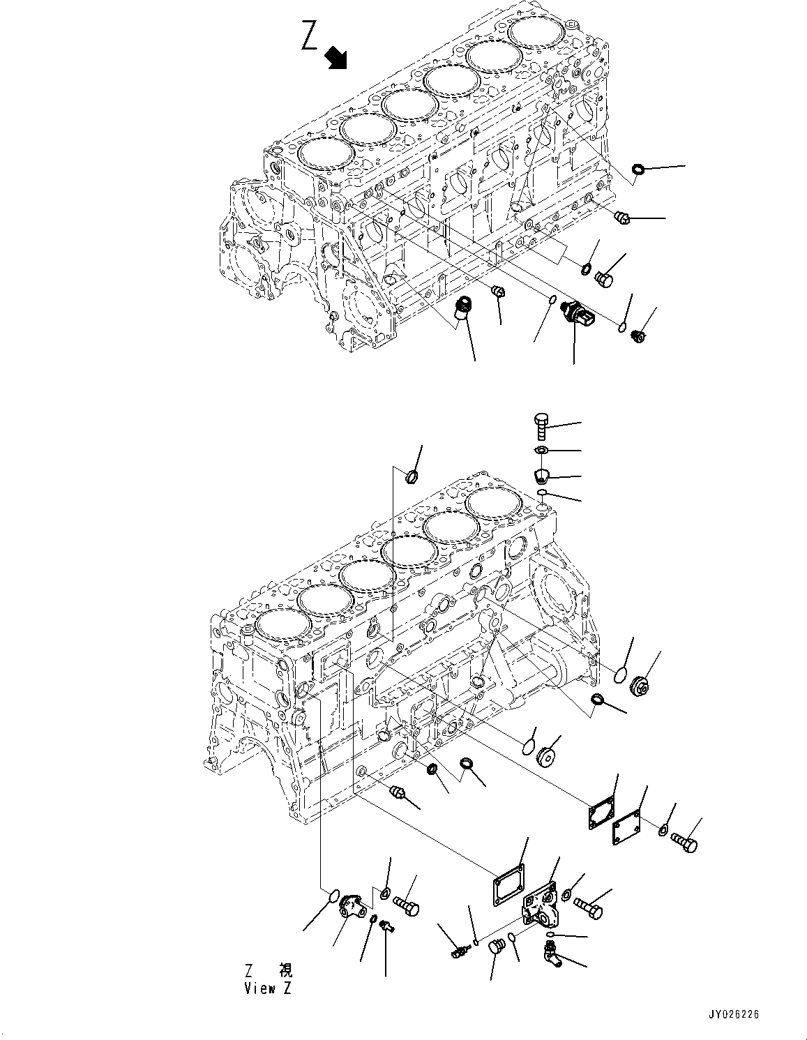 Komatsu parts book diagram for SAA6D125E-7 S/N 865972-UP (For WA475-10E0): CYLINDER BLOCK ACCESSORY (#865972-)