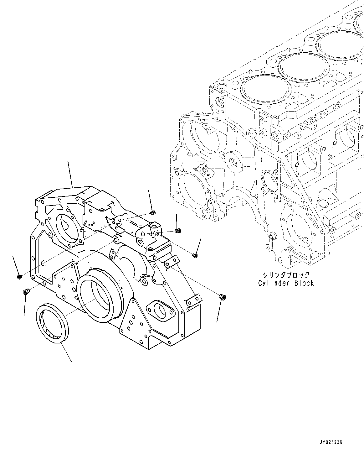 Komatsu parts book diagram for SAA6D125E-7 S/N 865972-UP (For WA475-10E0): FRONT COVER (#865972-)
