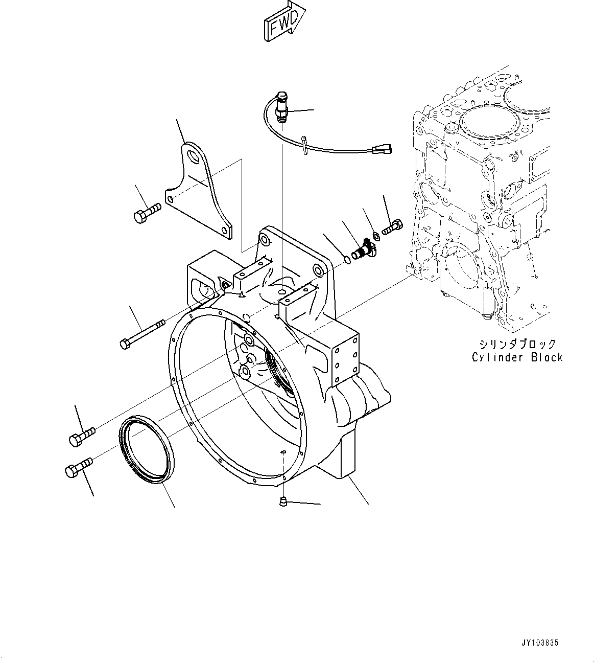 Komatsu parts book diagram for SAA6D125E-7 S/N 865972-UP (For WA475-10E0): FLYWHEEL HOUSING (#865972-)