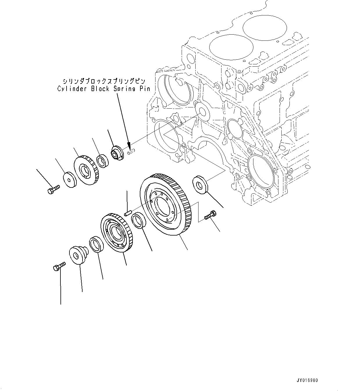 Komatsu parts book diagram for SAA6D125E-7 S/N 865972-UP (For WA475-10E0): IDLER GEAR (#865972-)