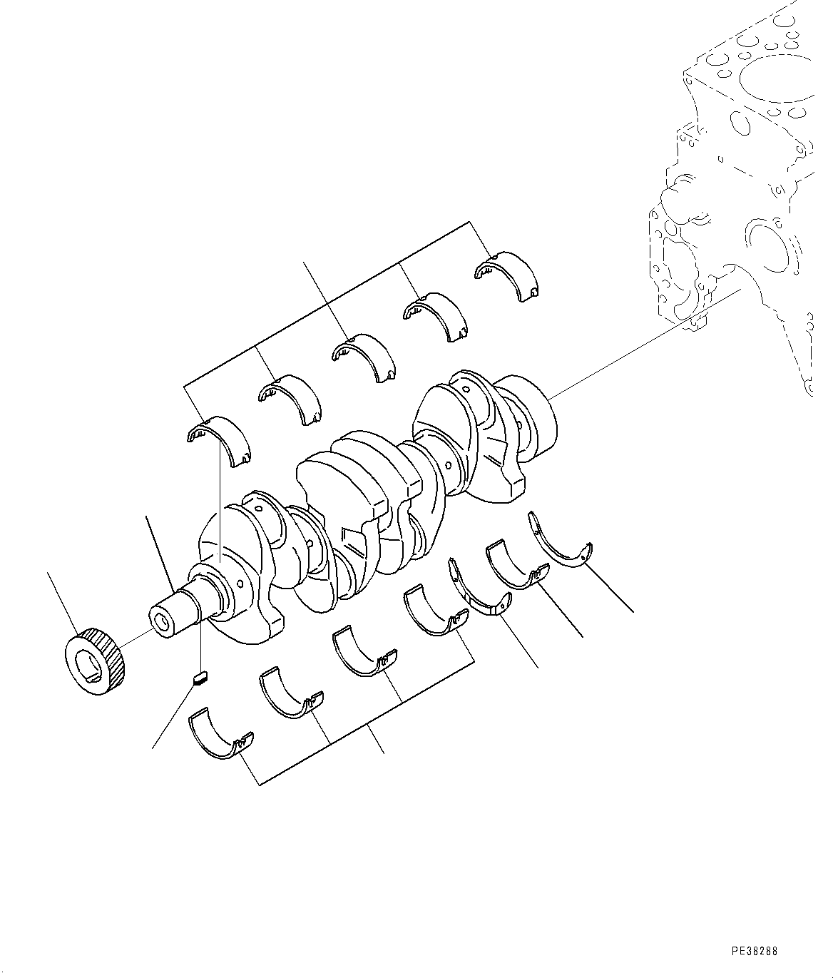 Komatsu parts book diagram for SAA4D95LE-5D S/N 501795-UP (For PC120-8): CYLINDER BLOCK, CRANKSHAFT (#501795-)