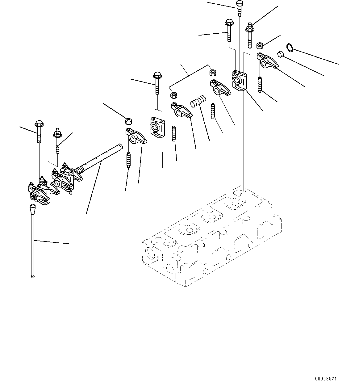 Komatsu parts book diagram for SAA4D95LE-5D S/N 501795-UP (For PC120-8): ROCKER ARM (#501795-)