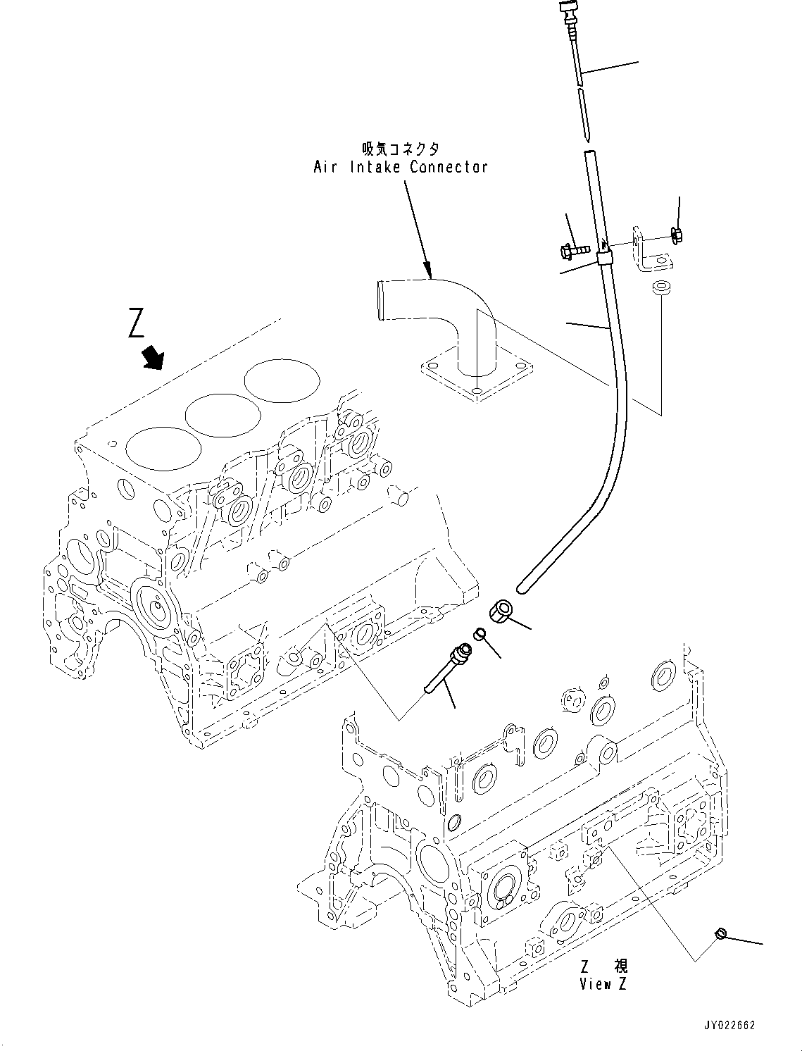 Komatsu parts book diagram for SAA4D95LE-5D S/N 501795-UP (For PC120-8): ENGINE OIL LEVEL GAUGE (#501795-)