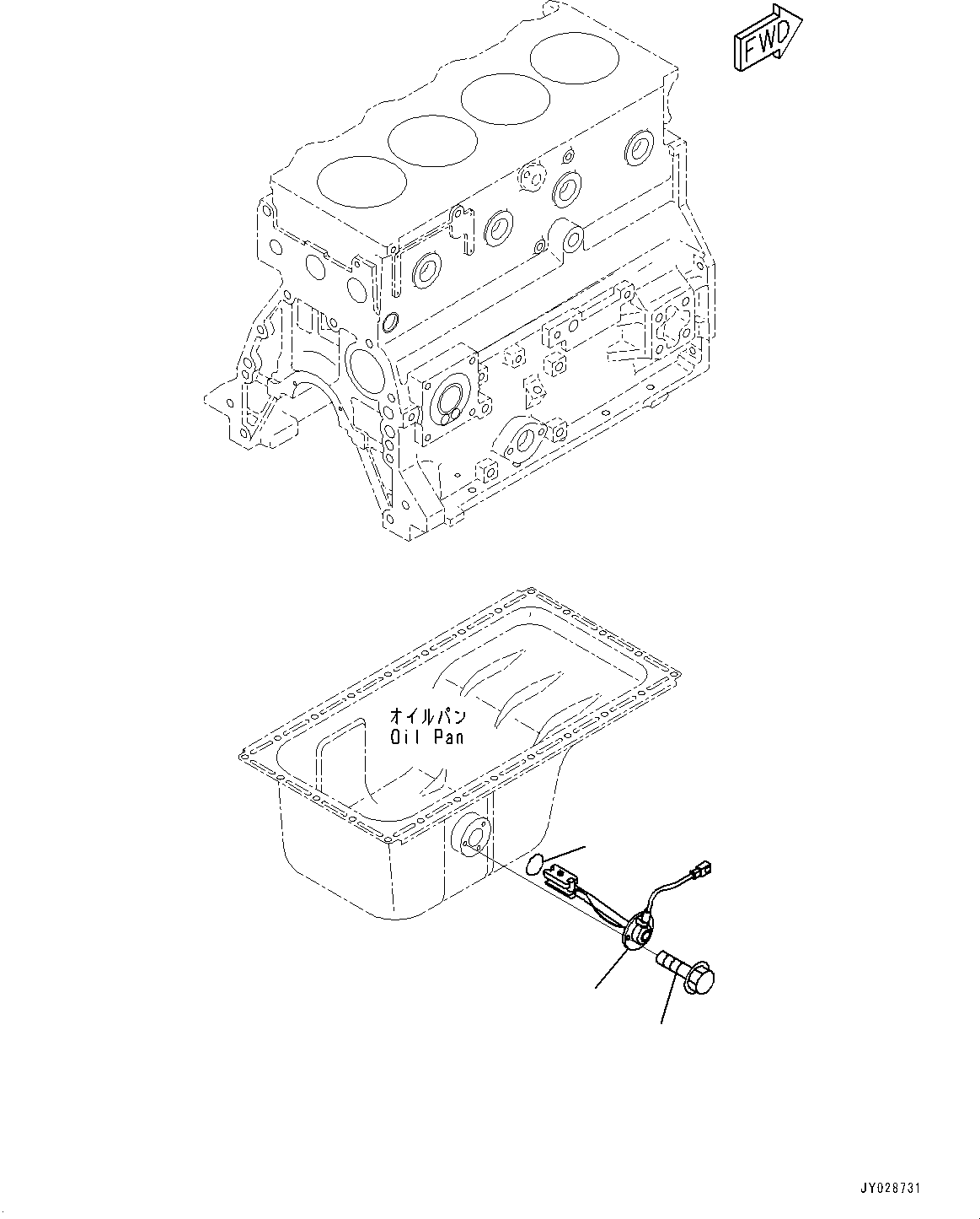 Komatsu parts book diagram for SAA4D95LE-5D S/N 501795-UP (For PC120-8): ENGINE OIL LEVEL SENSOR (#501795-)