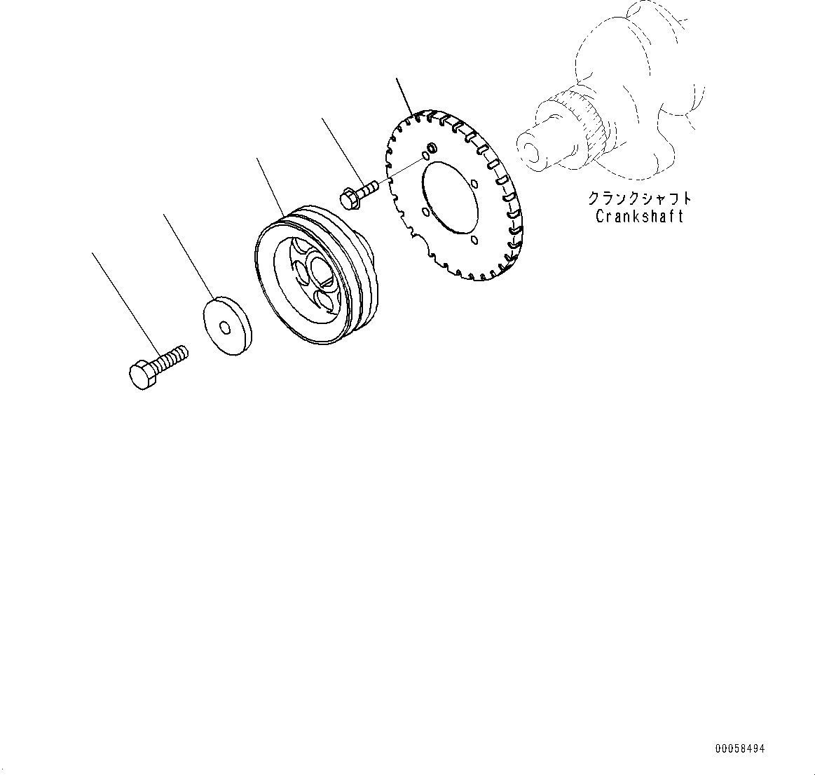 Komatsu parts book diagram for SAA4D95LE-5D S/N 501795-UP (For PC120-8): VIBRATION DAMPER (#501795-)