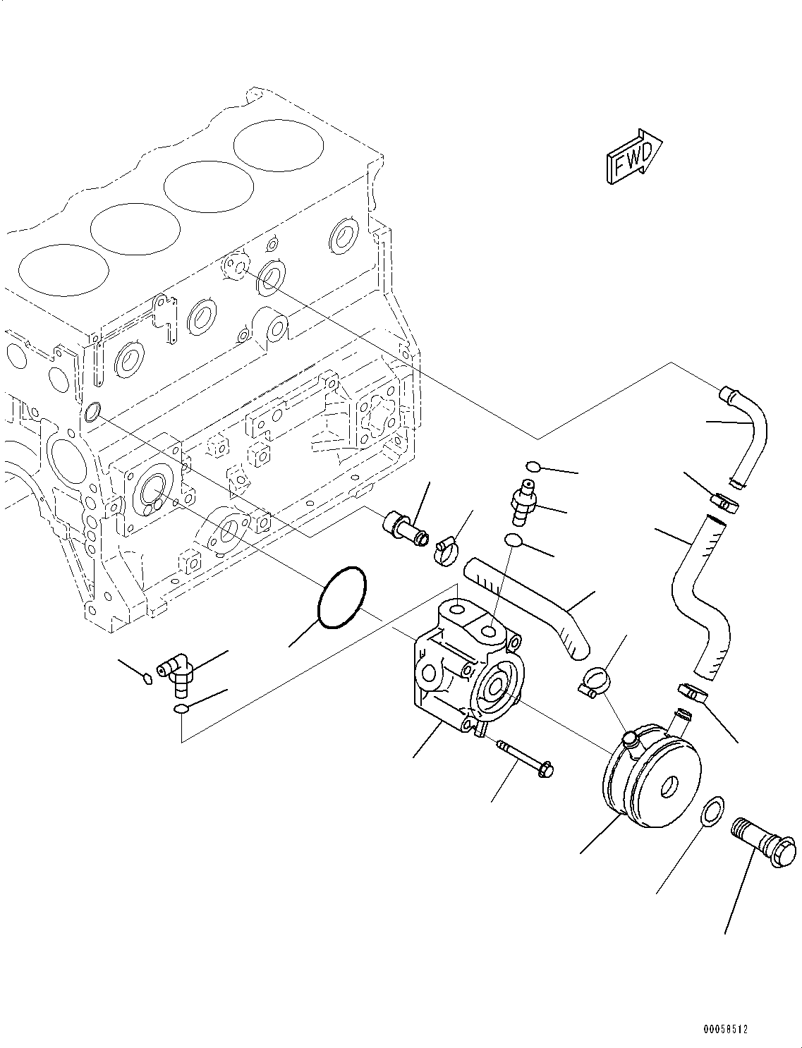Komatsu parts book diagram for SAA4D95LE-5D S/N 501795-UP (For PC120-8): ENGINE OIL COOLER, REMOTE (#501795-)
