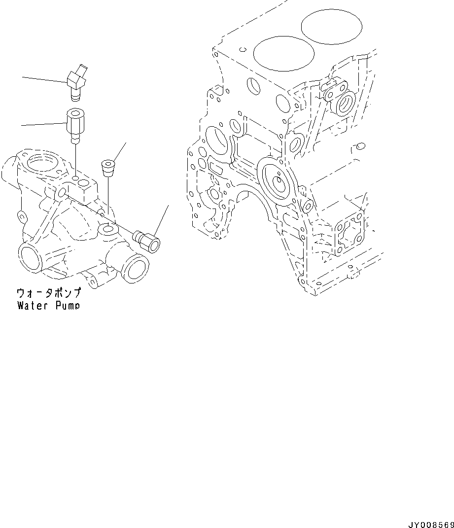 Komatsu parts book diagram for SAA4D95LE-5D S/N 501795-UP (For PC120-8): WATER PUMP, ADAPTER (#501795-)