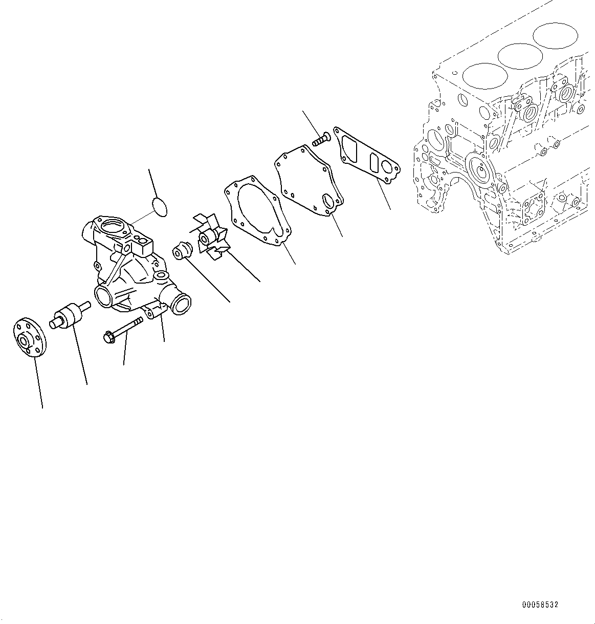Komatsu parts book diagram for SAA4D95LE-5D S/N 501795-UP (For PC120-8): WATER PUMP (#501795-)