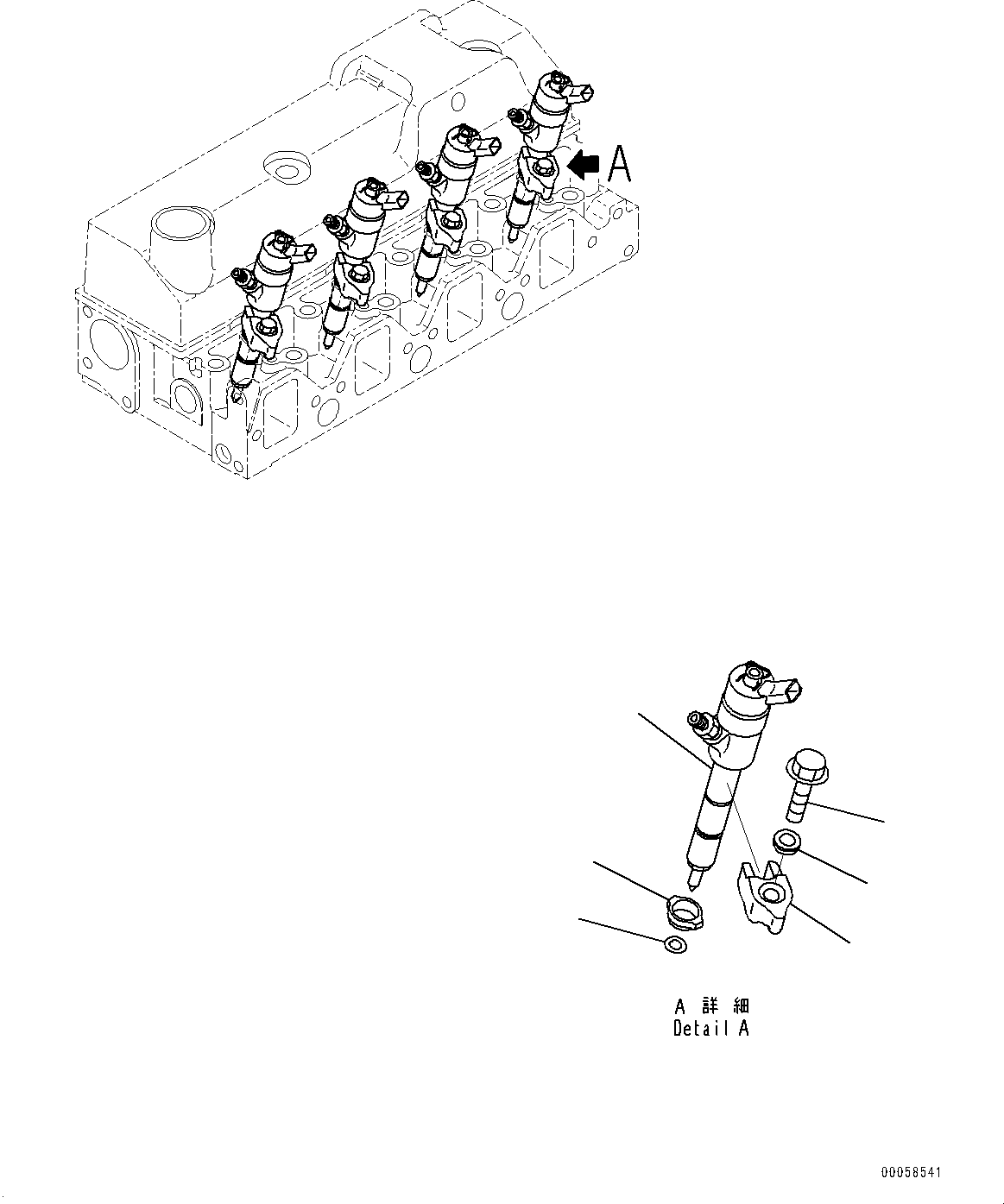 Komatsu parts book diagram for SAA4D95LE-5D S/N 501795-UP (For PC120-8): PARTS PERFORMANCE, INJECTOR (#533493-)