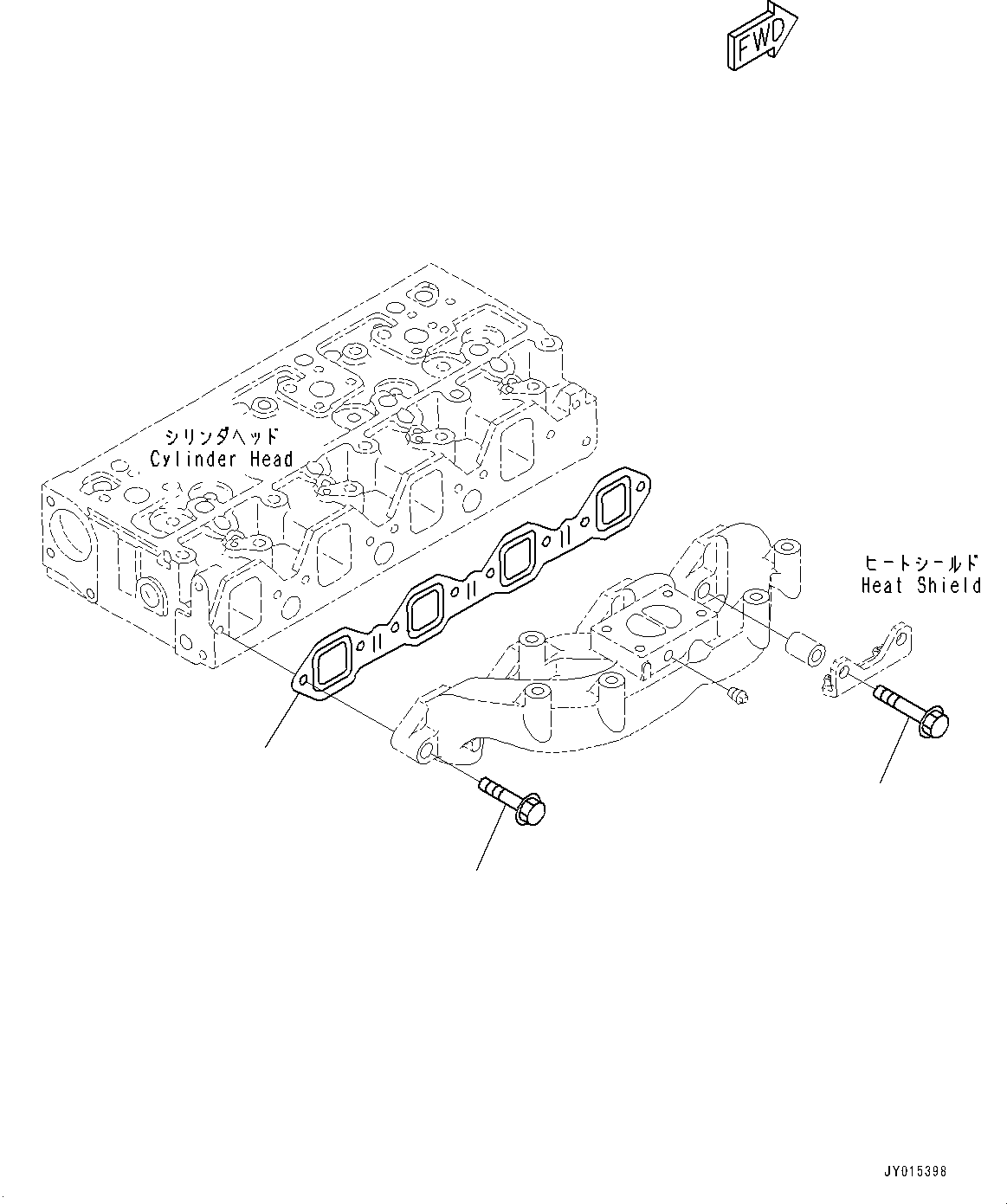 Komatsu parts book diagram for SAA4D95LE-5J S/N 510888-UP (For WA100-6): EXHAUST MANIFOLD MOUNTING, (FOR 90AMP. ALTERNATOR)(#510541-)