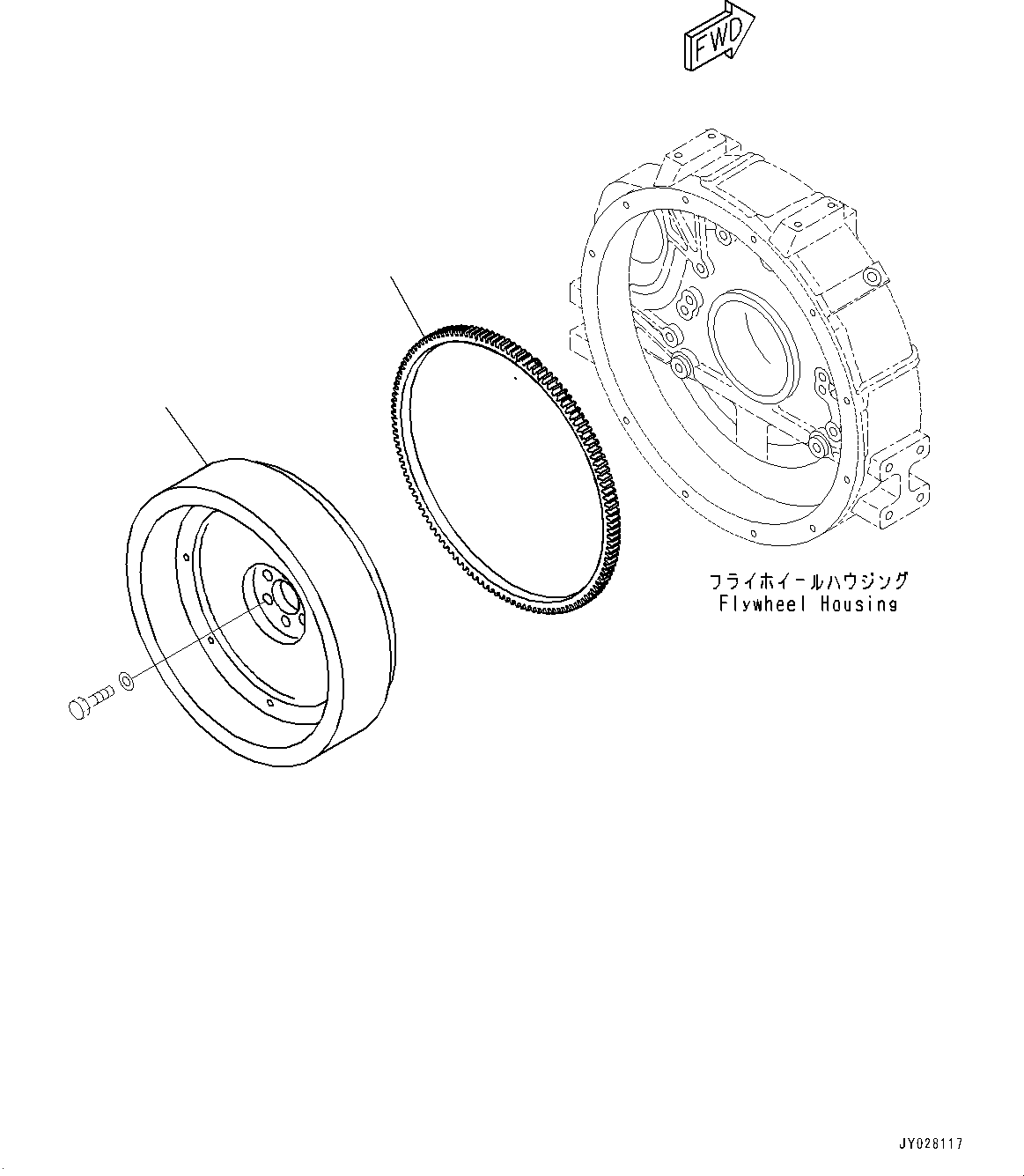 Komatsu parts book diagram for SAA4D95LE-5J S/N 510888-UP (For WA100-6): FLYWHEEL, (#506848-)