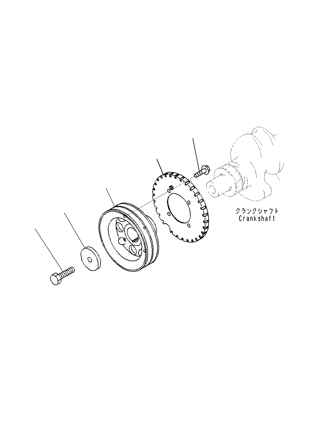 Komatsu parts book diagram for SAA4D95LE-5J S/N 510888-UP (For WA100-6): VIBRATION DAMPER, (FOR 60AMP. ALTERNATOR)(#506848-)