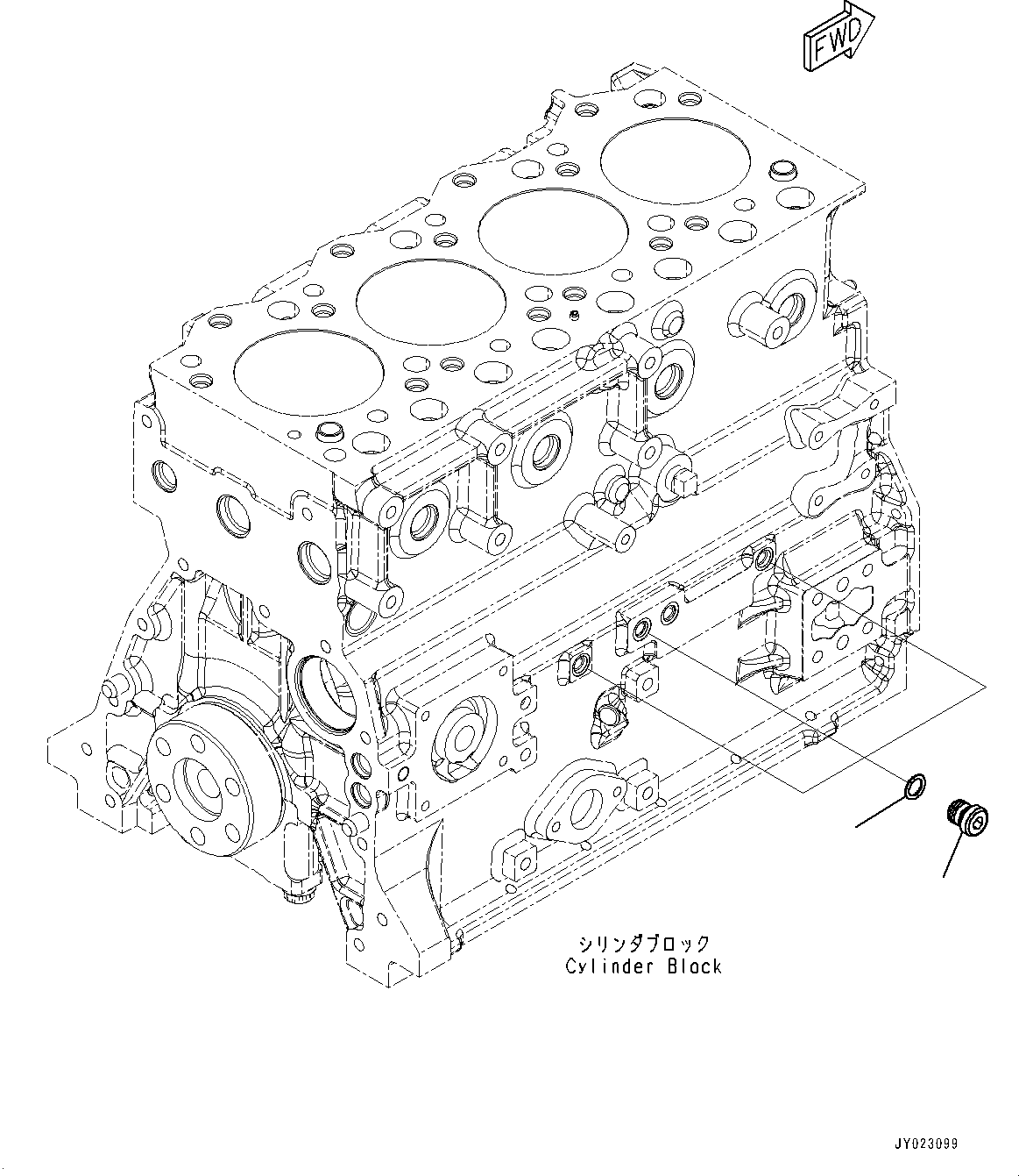 Komatsu parts book diagram for SAA4D95LE-5J S/N 510888-UP (For WA100-6): CYLINDER BLOCK PLUG, 1/2, (#506848-)