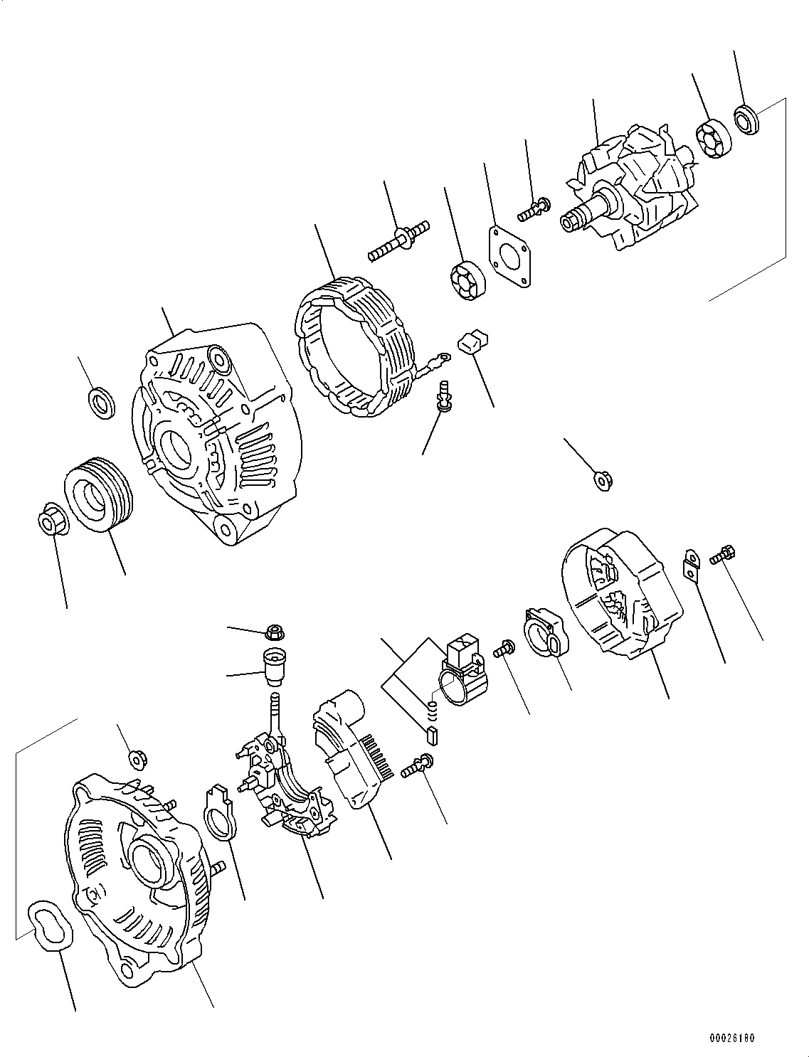 Komatsu parts book diagram for SAA4D95LE-5J S/N 510888-UP (For WA100-6): ALTERNATOR, (60AMP.)(#506848-)
