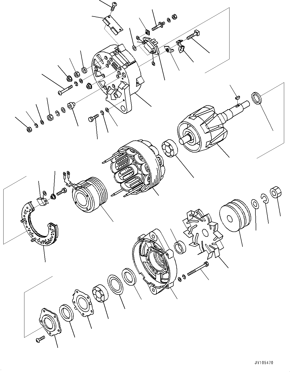 Komatsu parts book diagram for SAA4D95LE-5J S/N 510888-UP (For WA100-6): ALTERNATOR, INNER PARTS (90AMP.)(#571485-)