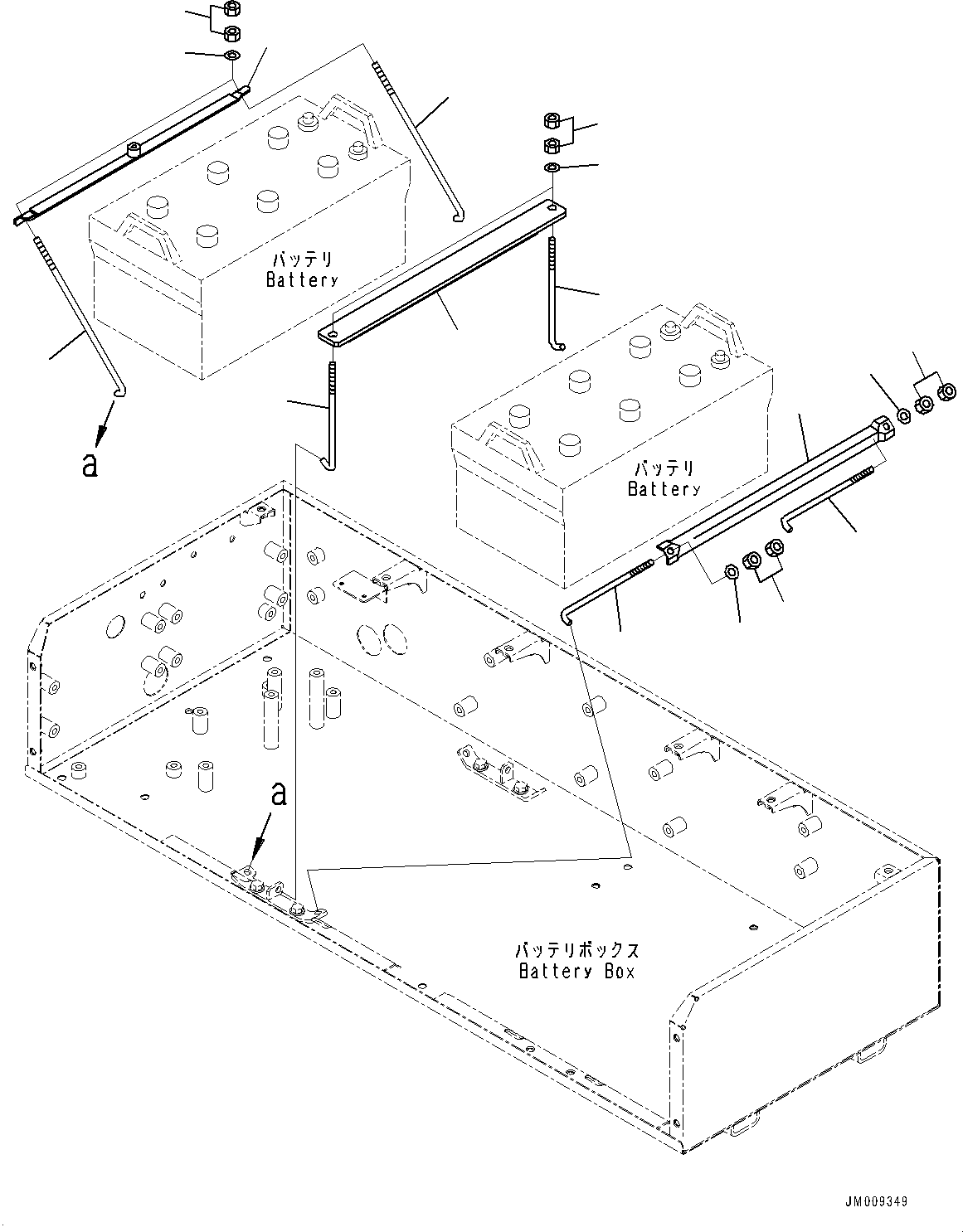 Dump Trucks Komatsu / HD605-8E0 S/N 35001-UP(1001615C) / Battery Box, Battery Mounting (#35001-)(E002002 : E0100-002002)