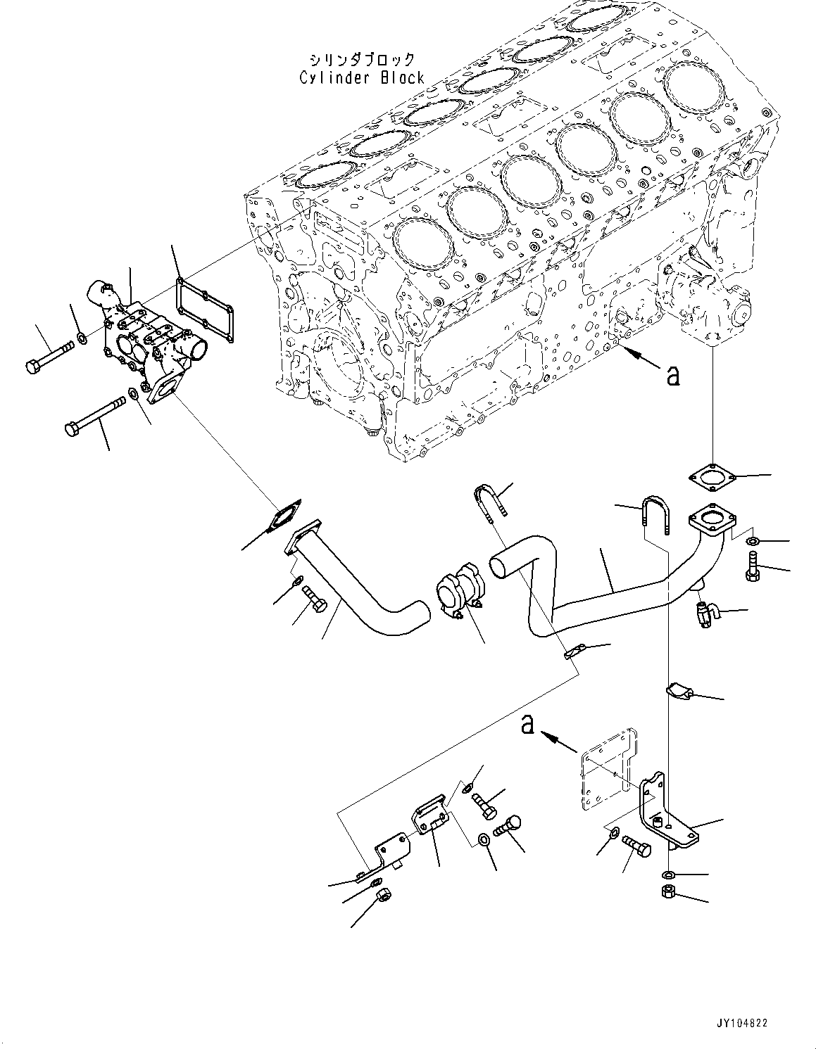 Engines Komatsu / SAA12V140E-7 S/N 800034-UP (For D475A-8)(1001626C) / Water Pump, Bypass Tube (#800034-)(E002002 : A5010-001002)