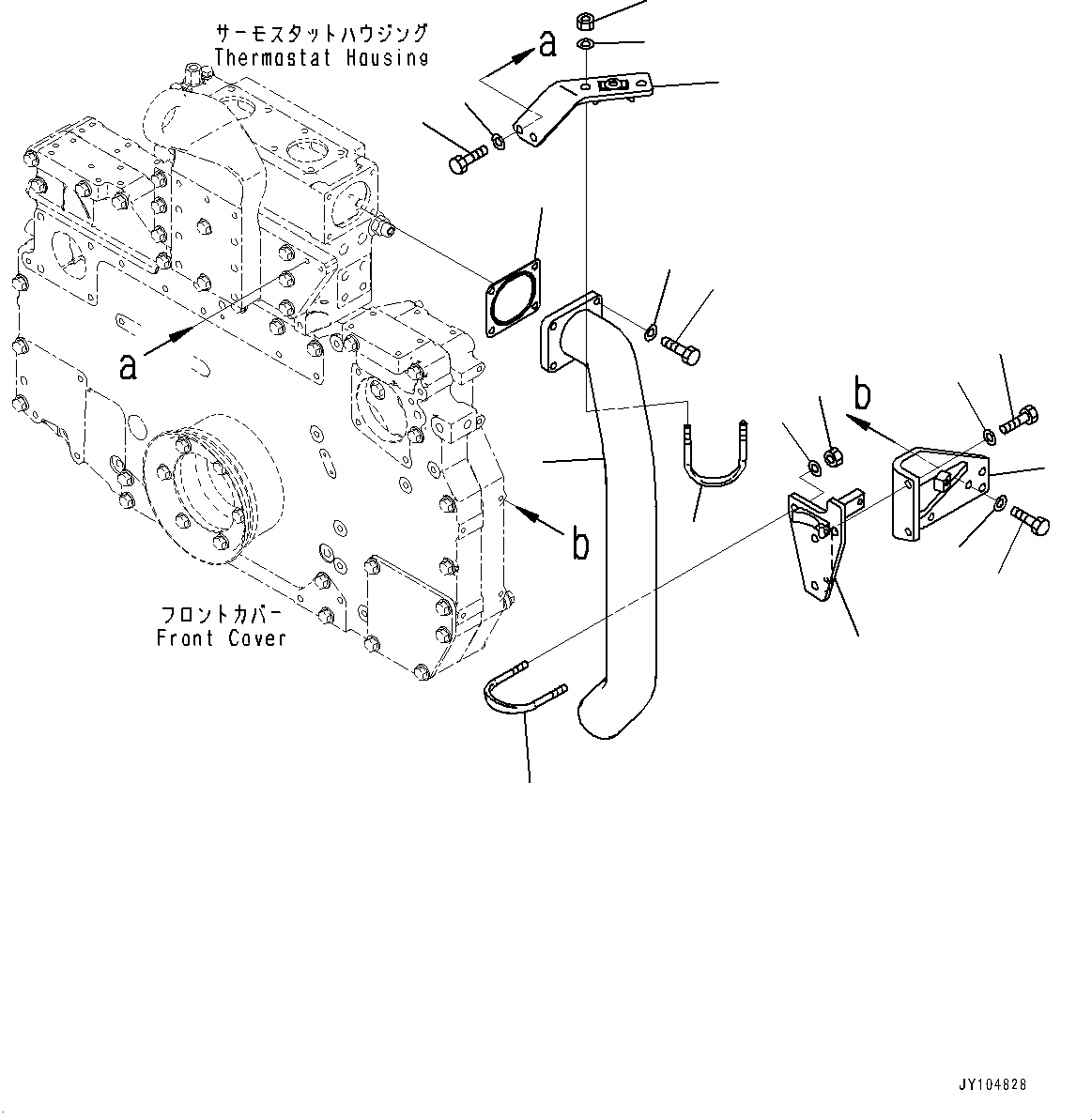 Engines Komatsu / SAA12V140E-7 S/N 800034-UP (For D475A-8)(1001626C) / Water Pump, Water Outlet Connector Piping (#800034-)(E002004 : A5010-001004)