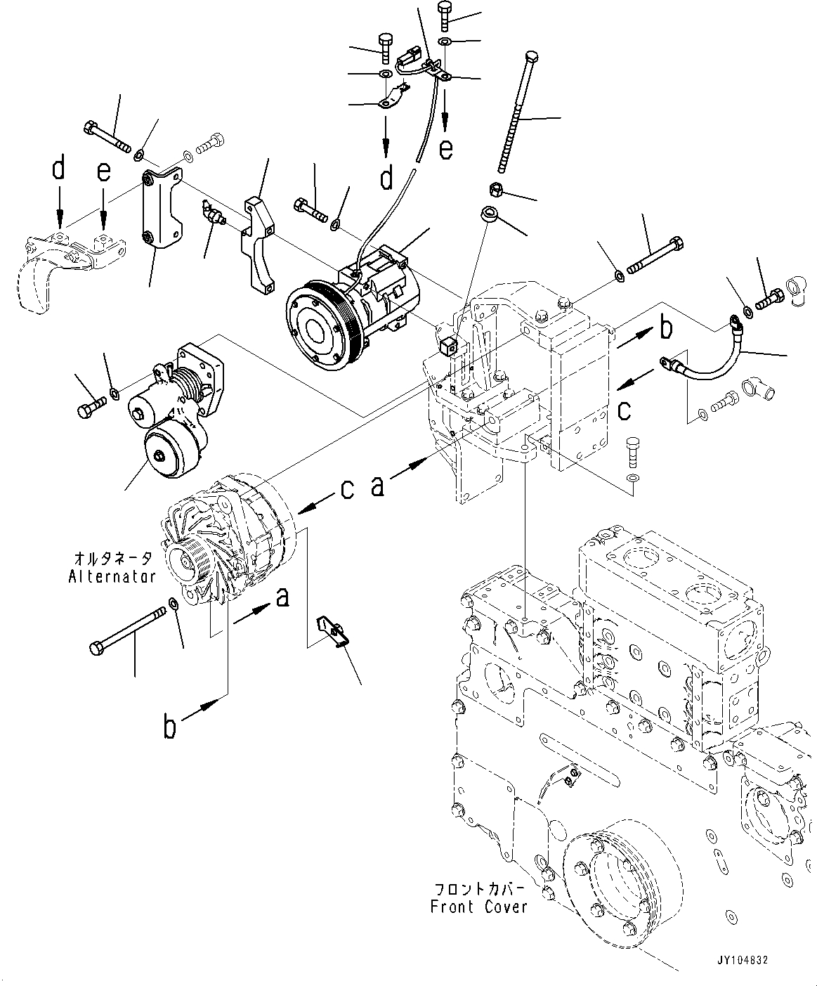 Engines Komatsu / SAA12V140E-7 S/N 800034-UP (For D475A-8)(1001626C) / Alternator, Compressor and Tensioner (140 Amp.) (#800034-)(F001002 : A6010-001002)