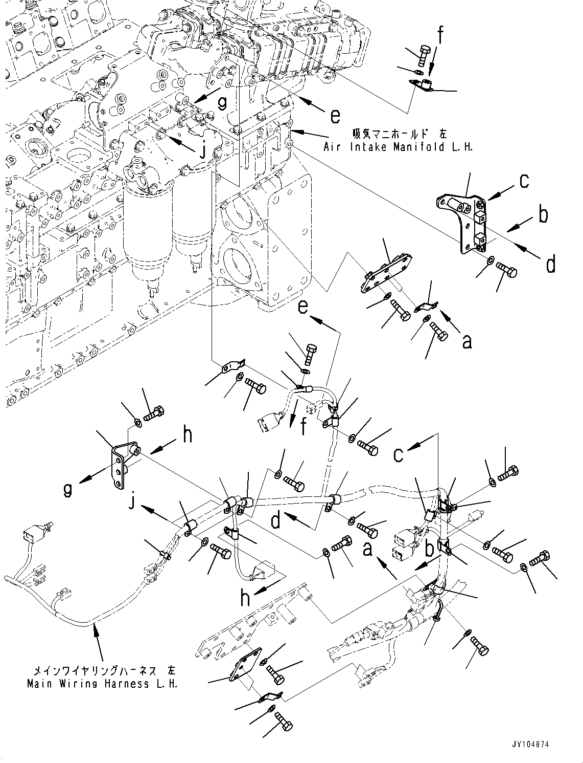 Engines Komatsu / SAA12V140E-7 S/N 800034-UP (For D475A-8)(1001626C) / Wiring Harness, Main Wiring Harness, L.H. (2/3) (#800034-)(F004003 : A6810-001003)