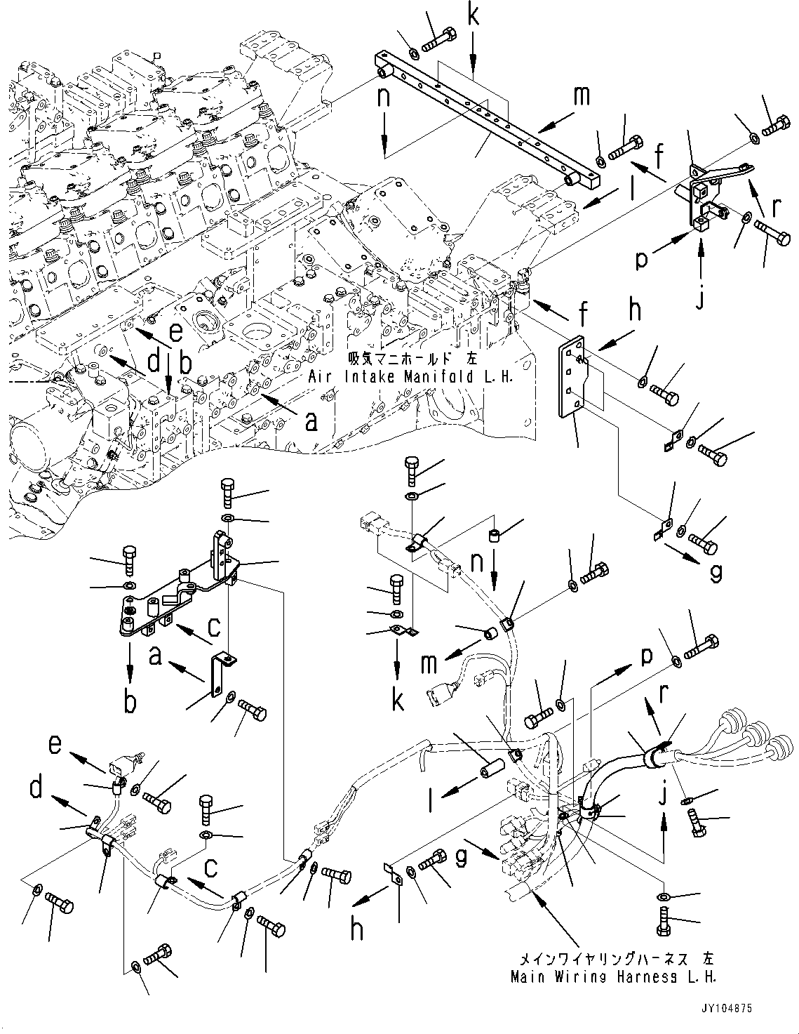 Engines Komatsu / SAA12V140E-7 S/N 800034-UP (For D475A-8)(1001626C) / Wiring Harness, Main Wiring Harness, L.H. (3/3) (#800034-)(F004004 : A6810-001004)
