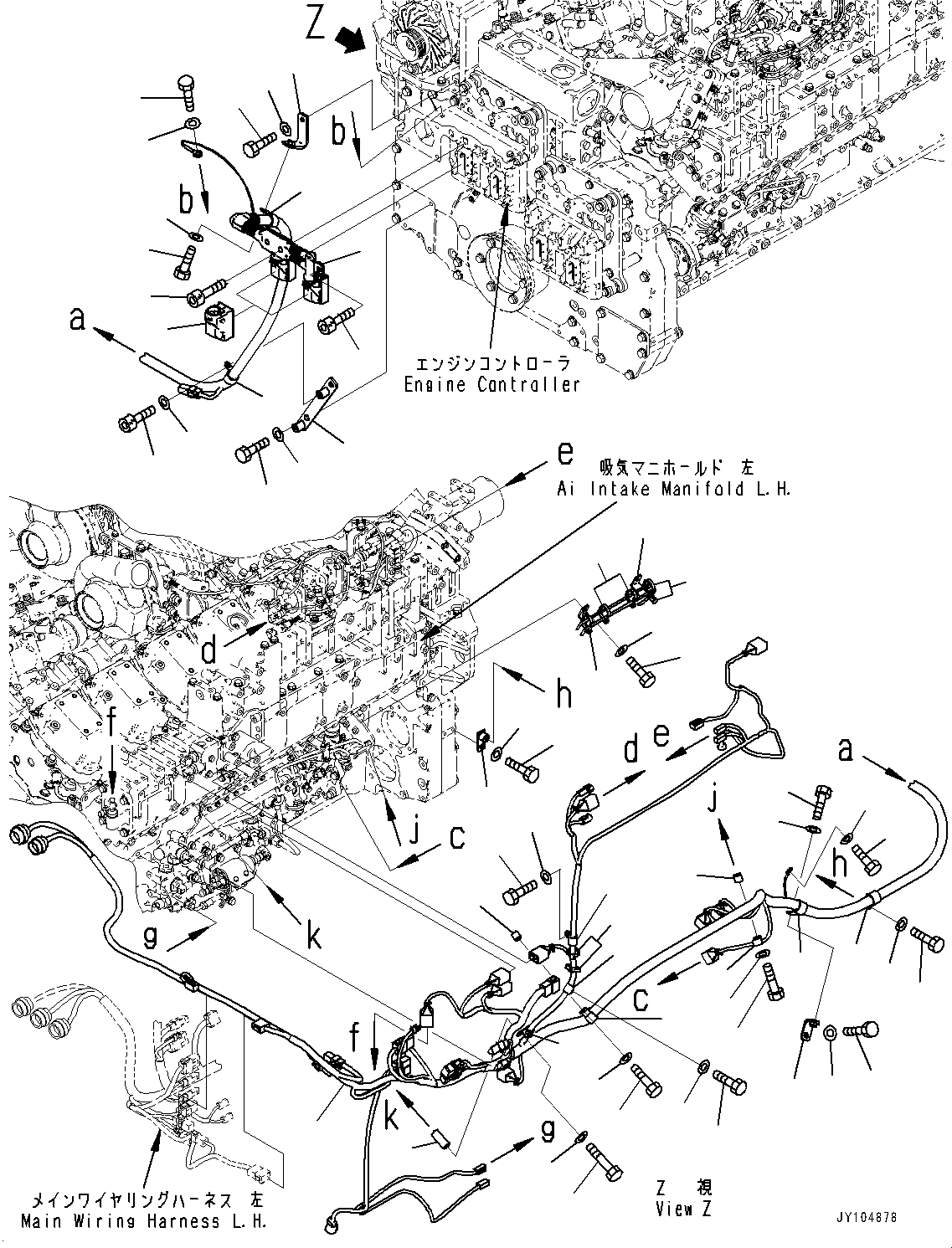 Engines Komatsu / SAA12V140E-7 S/N 800034-UP (For D475A-8)(1001626C) / Wiring Harness, Main Wiring Harness, R.H. (1/4) (#800034-)(F004005 : A6810-001005)