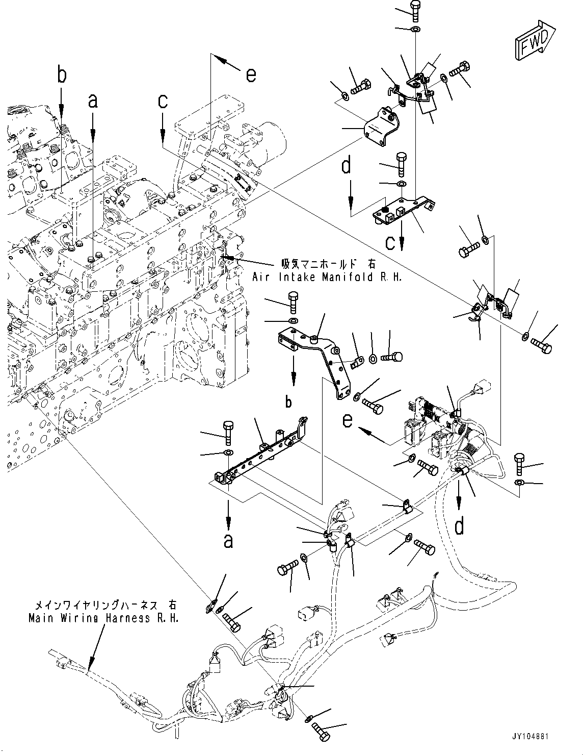 Engines Komatsu / SAA12V140E-7 S/N 800034-UP (For D475A-8)(1001626C) / Wiring Harness, Main Wiring Harness, R.H. (2/4) (#800034-)(F004006 : A6810-001006)