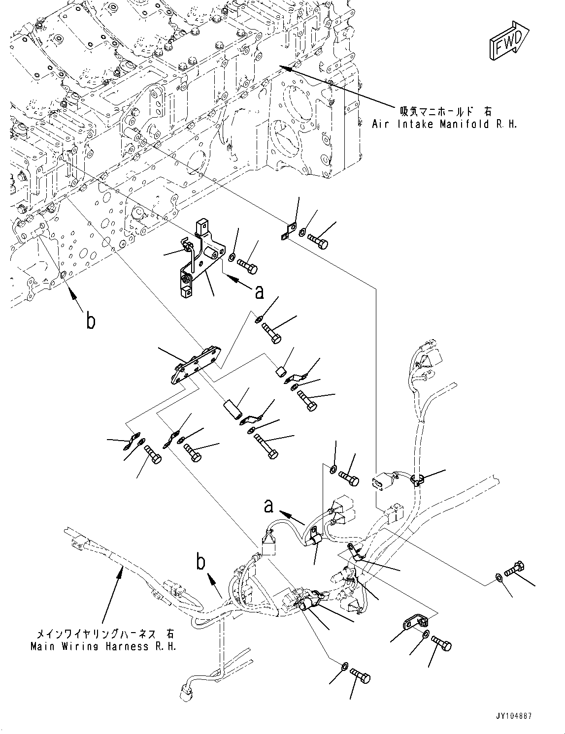 Engines Komatsu / SAA12V140E-7 S/N 800034-UP (For D475A-8)(1001626C) / Wiring Harness, Main Wiring Harness, R.H. (3/4) (#800034-)(F004007 : A6810-001007)