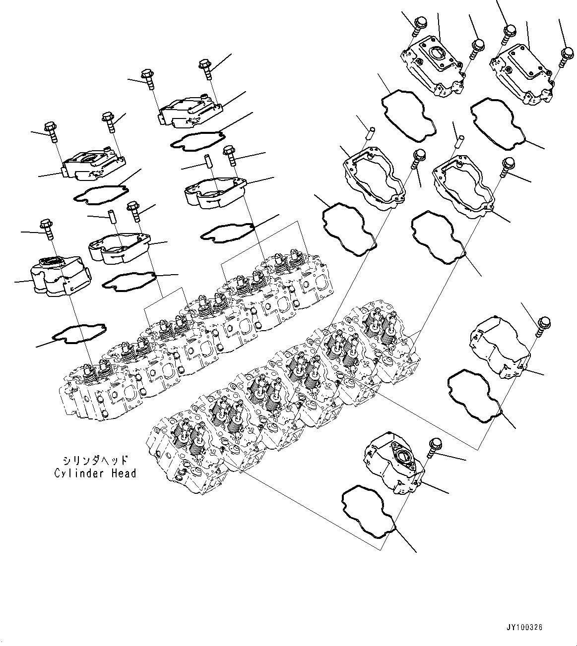 Engines Komatsu / SAA12V140E-7 S/N 800058-UP (For WA800-8)(1001631C) / Cylinder Head Cover (#800058-)(A004001 : A1110-001001)