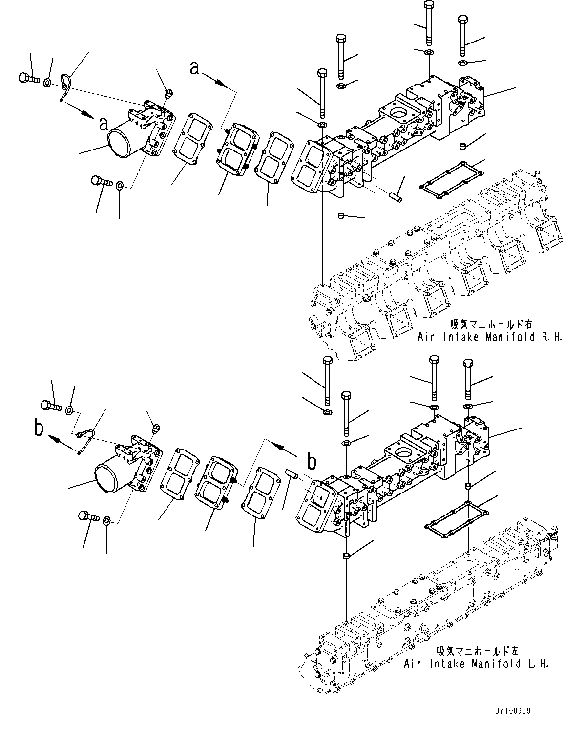 Engines Komatsu / SAA12V140E-7 S/N 800058-UP (For WA800-8)(1001631C) / Air Intake Unit, Connector (#800058-)(A006002 : A1310-001002)