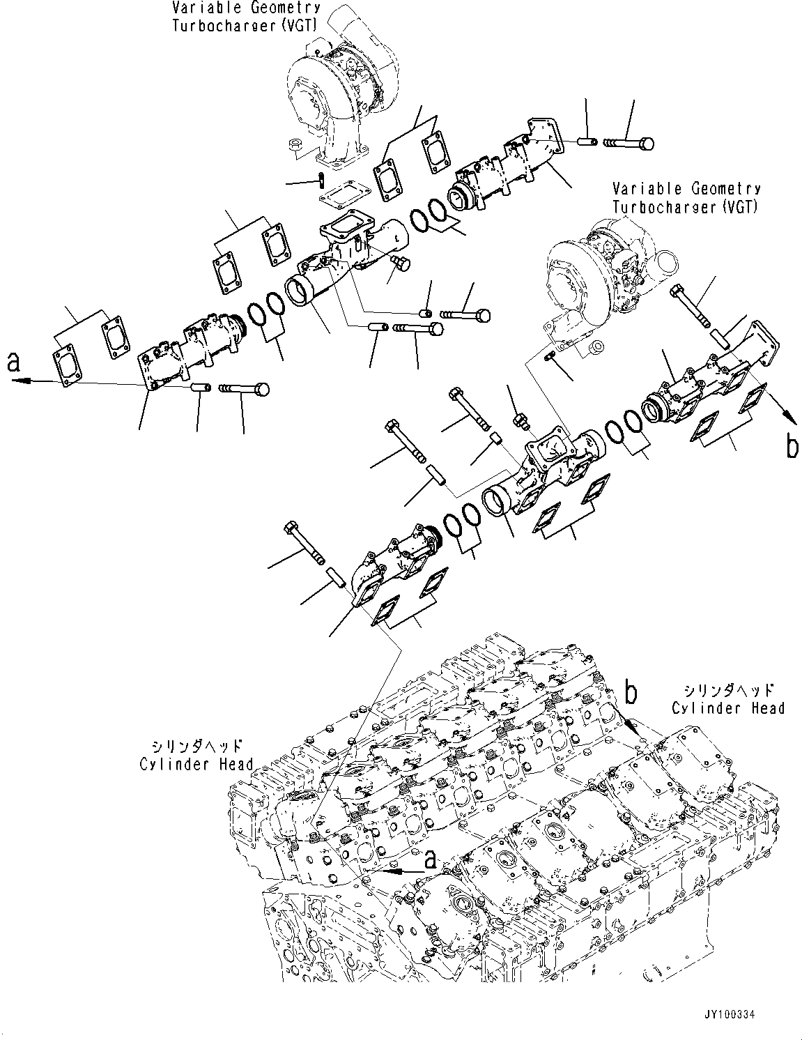 Engines Komatsu / SAA12V140E-7 S/N 800058-UP (For WA800-8)(1001631C) / Exhaust Manifold, Mounting Parts (#800058-)(A008001 : A1510-001001)