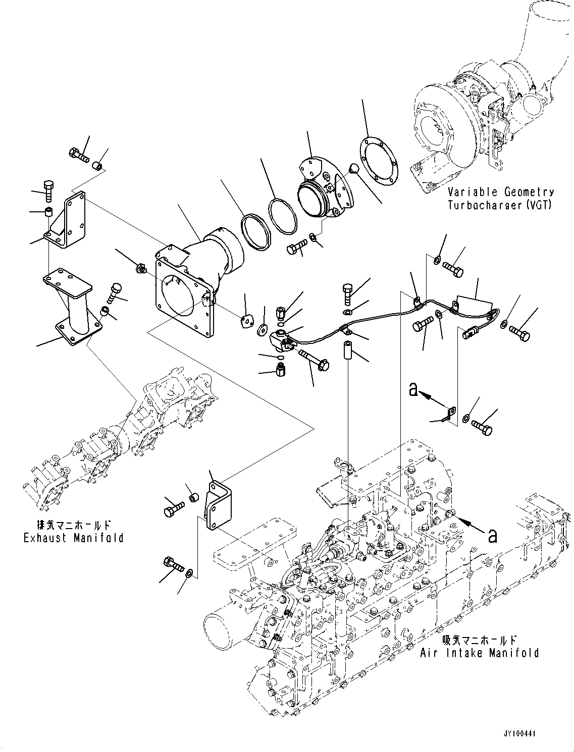 Engines Komatsu / SAA12V140E-7 S/N 800058-UP (For WA800-8)(1001631C) / Variable Geometry Turbocharger (VGT), Connector, L.H. (#800058-)(A009003 : A1530-001003)
